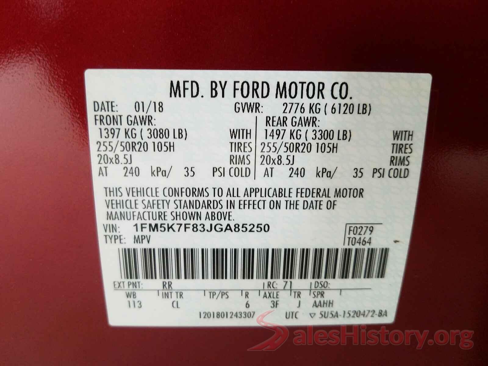 1FM5K7F83JGA85250 2018 FORD EXPLORER