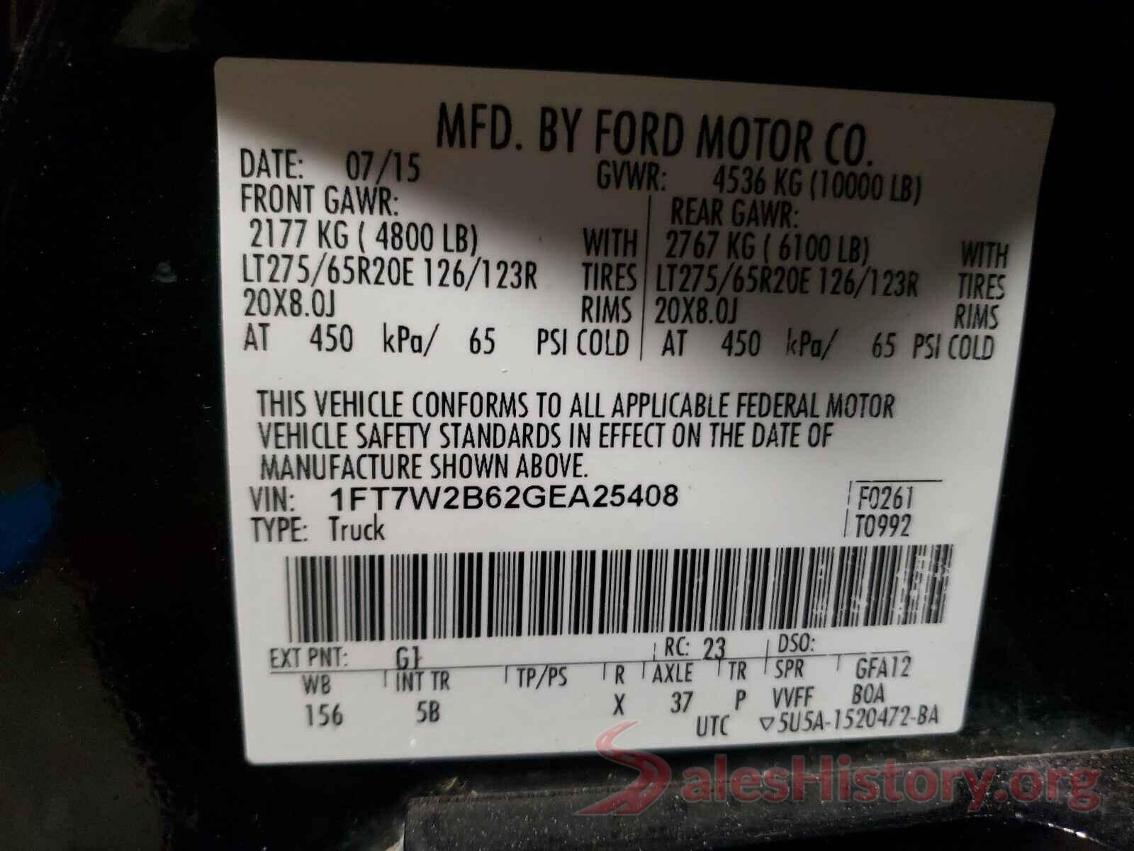 1FT7W2B62GEA25408 2016 FORD F250