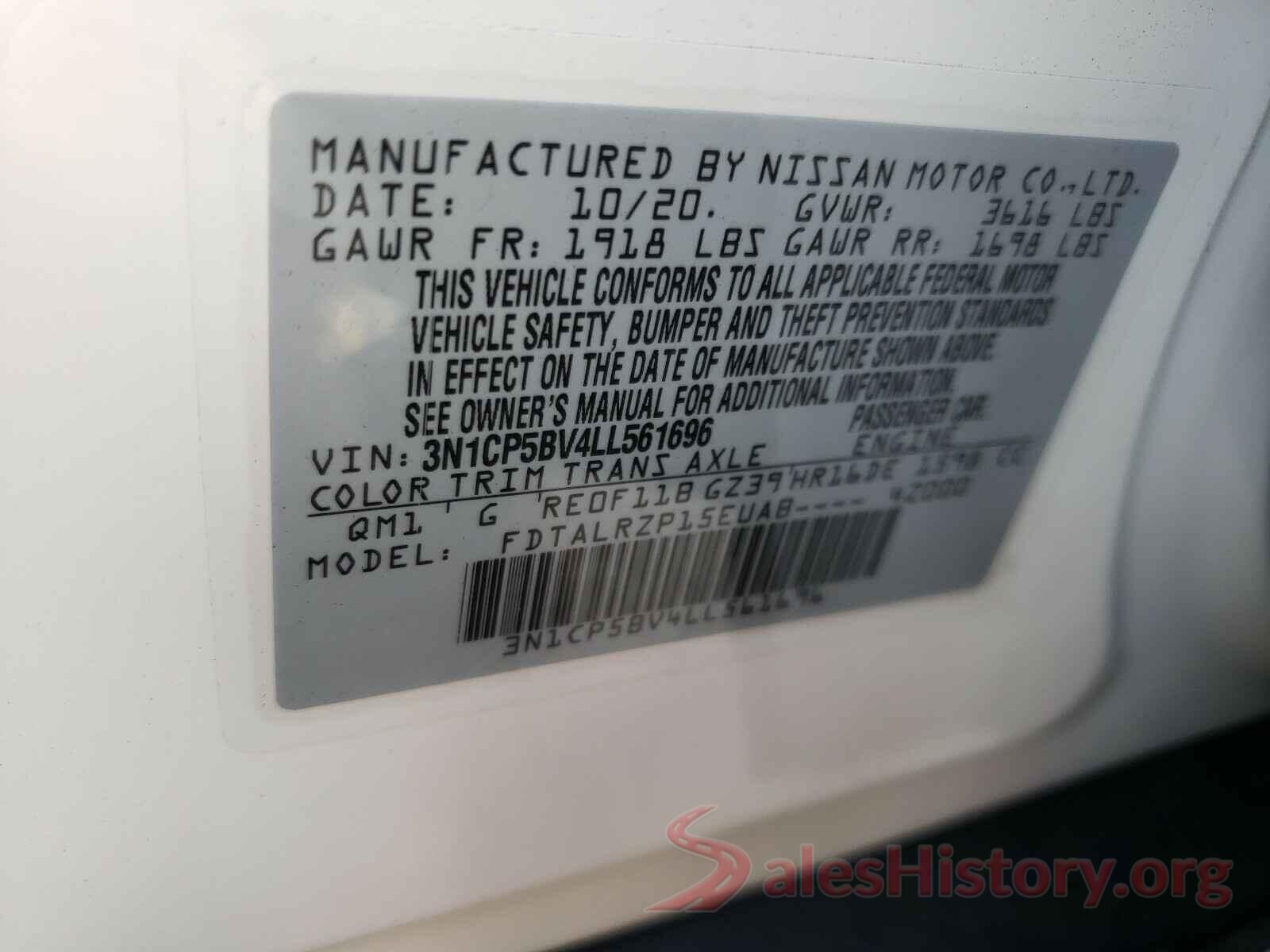 3N1CP5BV4LL561696 2020 NISSAN KICKS