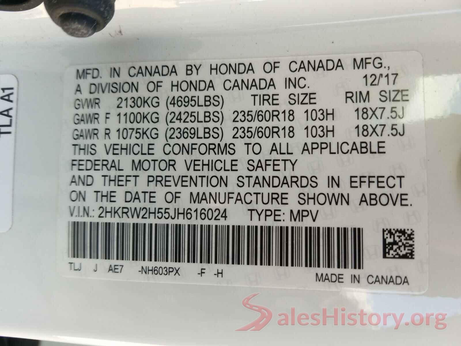 2HKRW2H55JH616024 2018 HONDA CRV