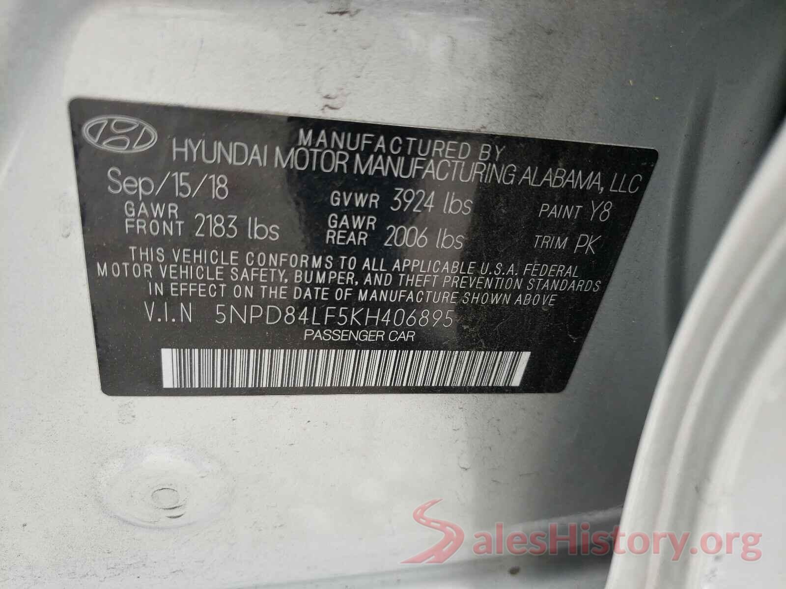 5NPD84LF5KH406895 2019 HYUNDAI ELANTRA