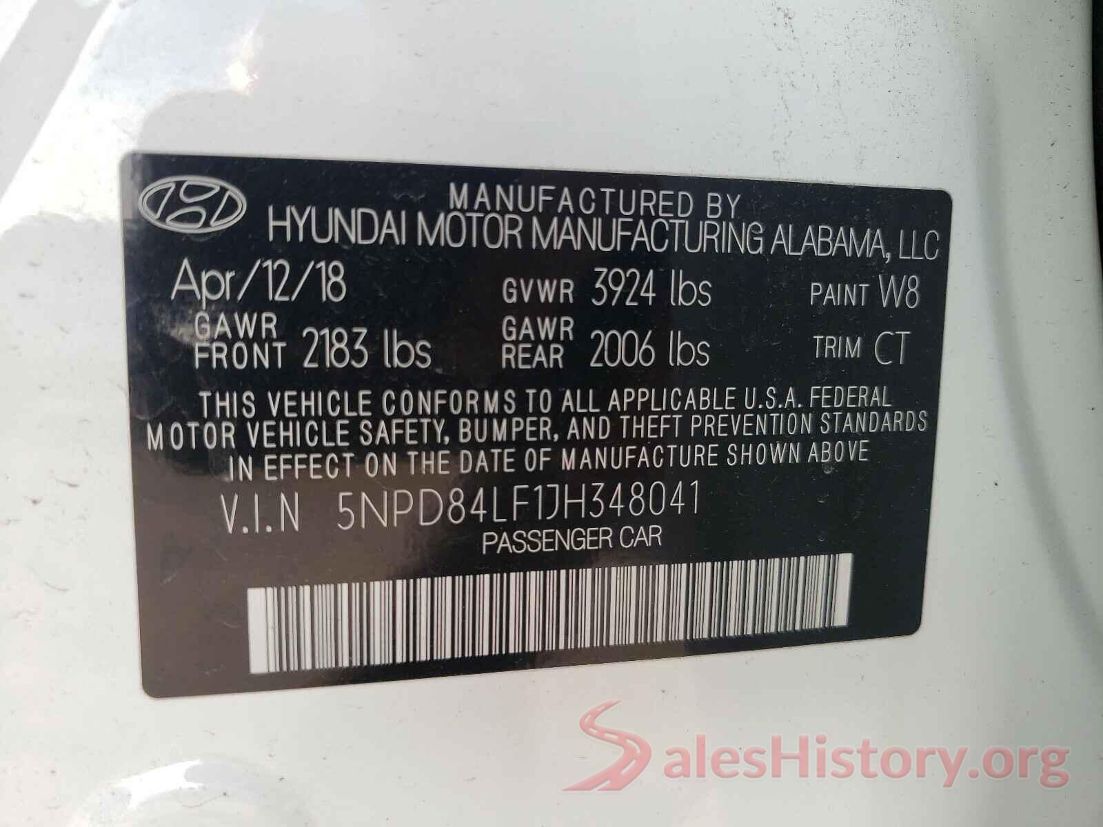 5NPD84LF1JH348041 2018 HYUNDAI ELANTRA