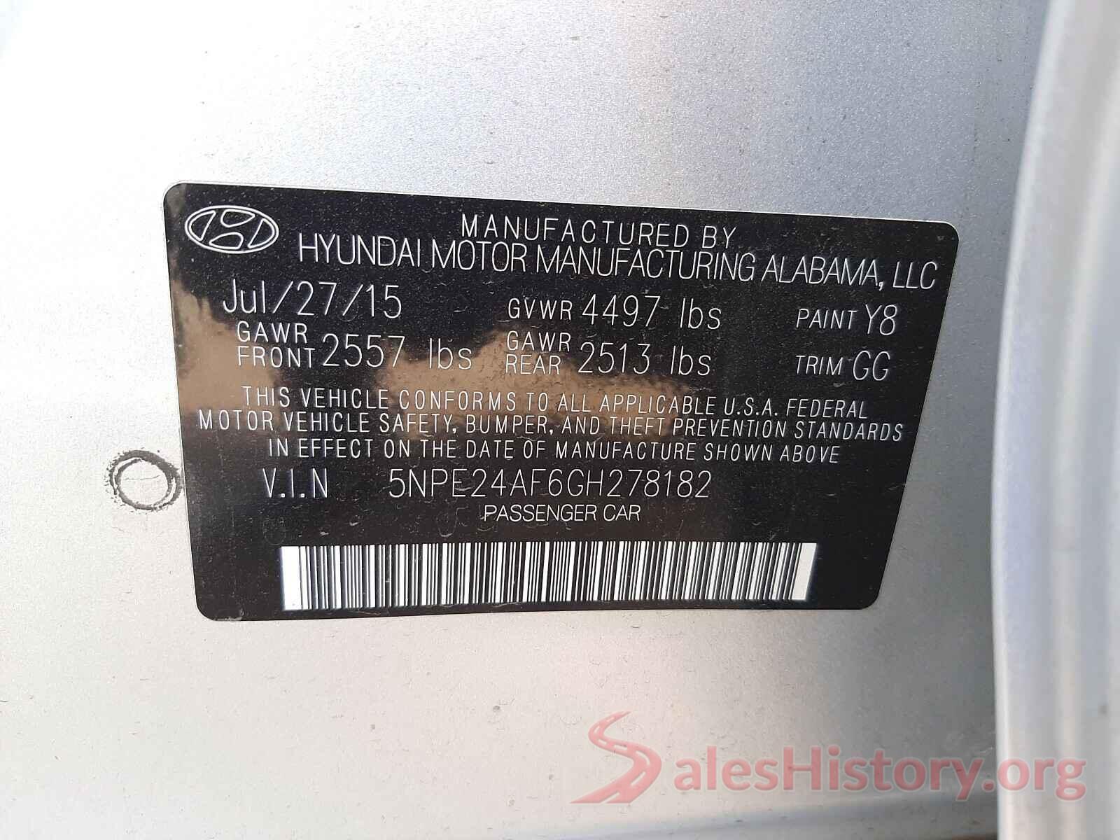 5NPE24AF6GH278182 2016 HYUNDAI SONATA