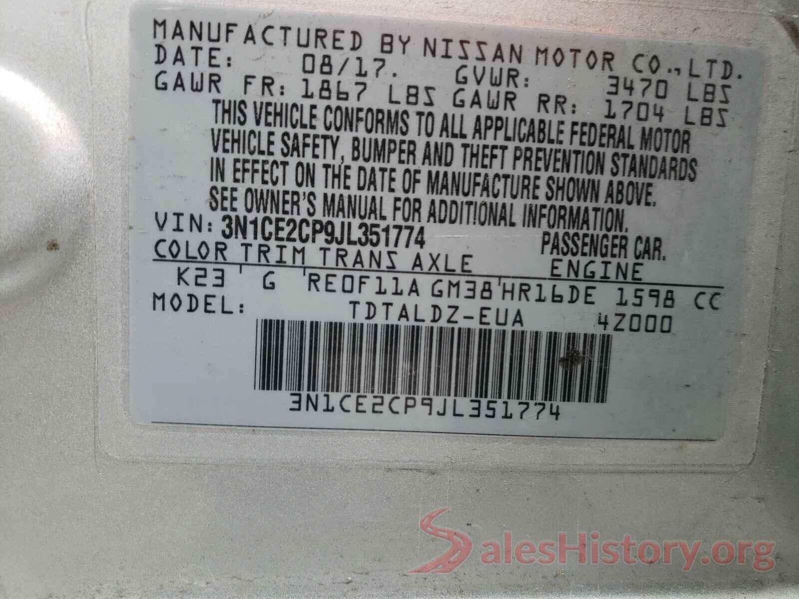 3N1CE2CP9JL351774 2018 NISSAN VERSA