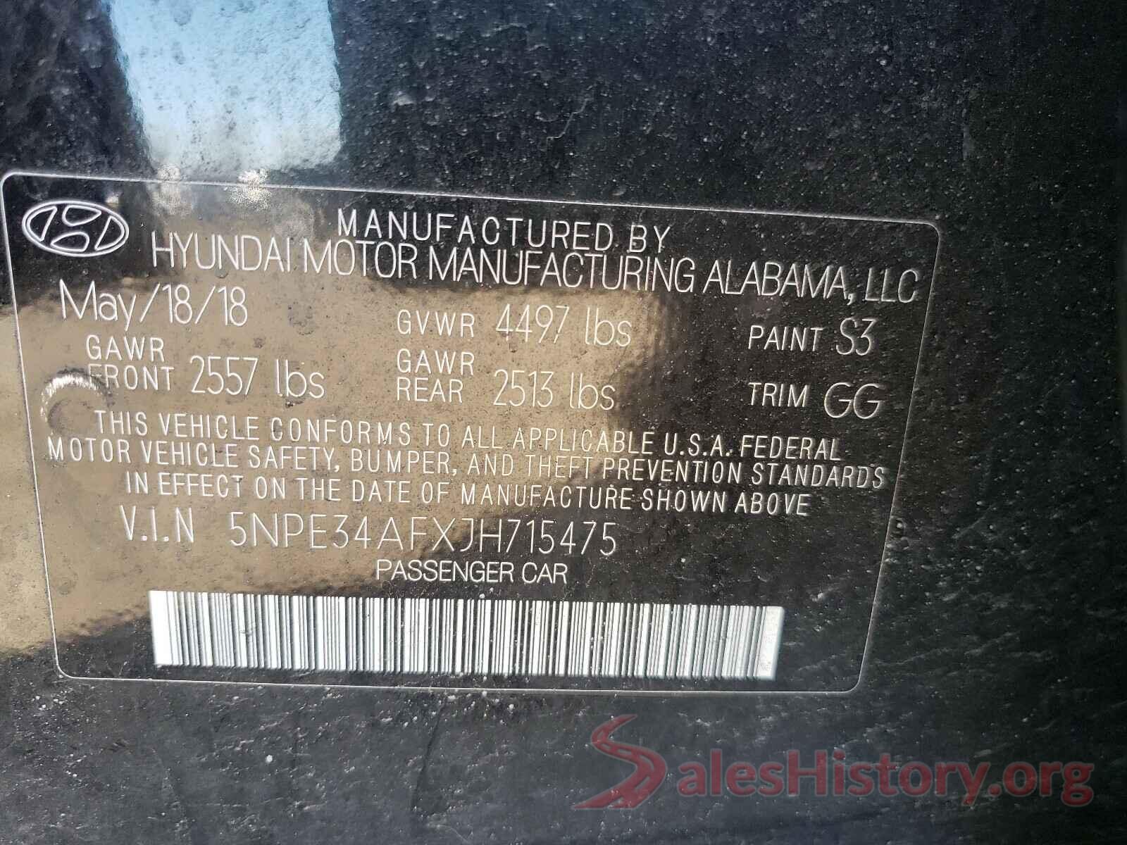 5NPE34AFXJH715475 2018 HYUNDAI SONATA