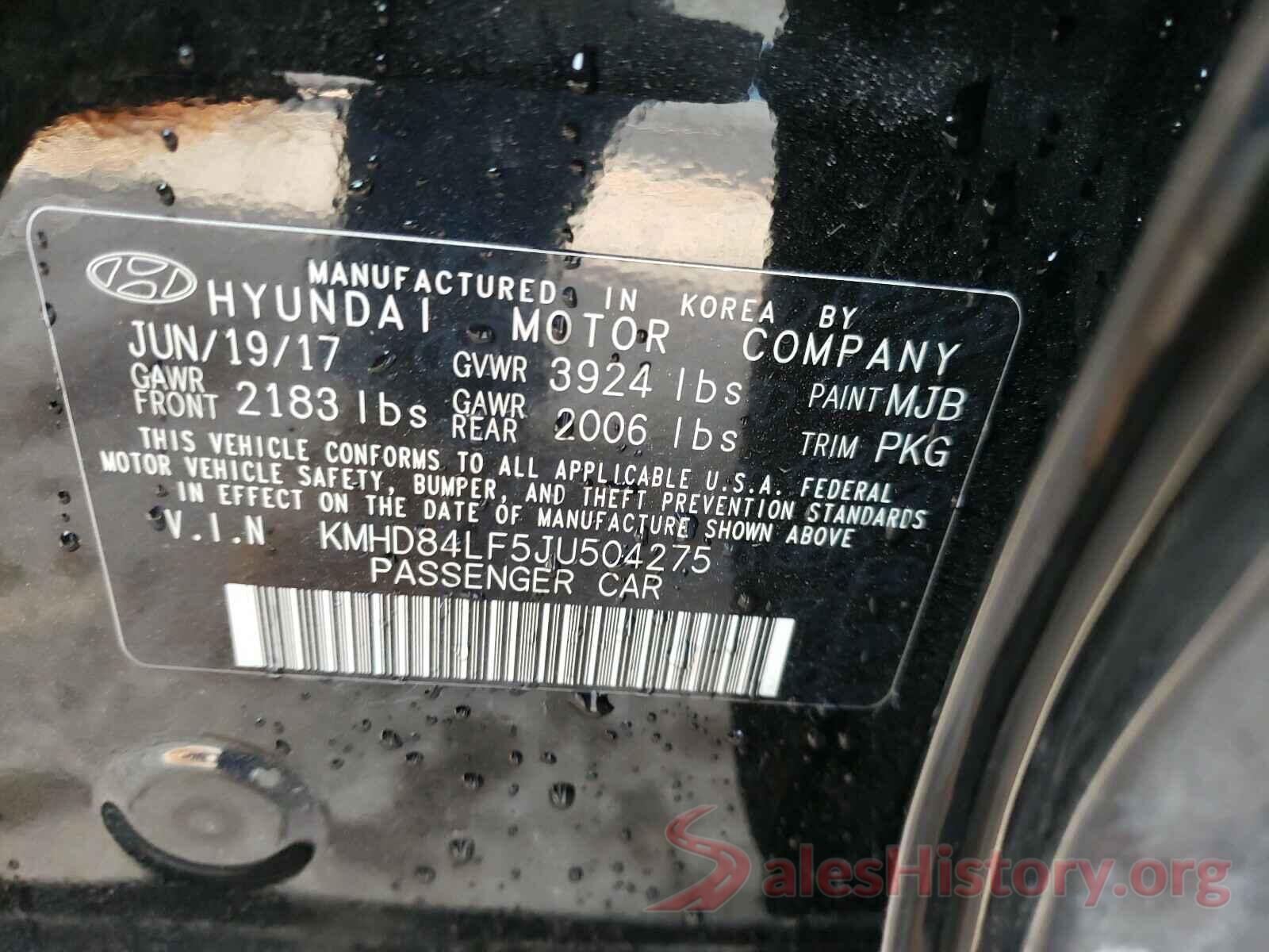 KMHD84LF5JU504275 2018 HYUNDAI ELANTRA