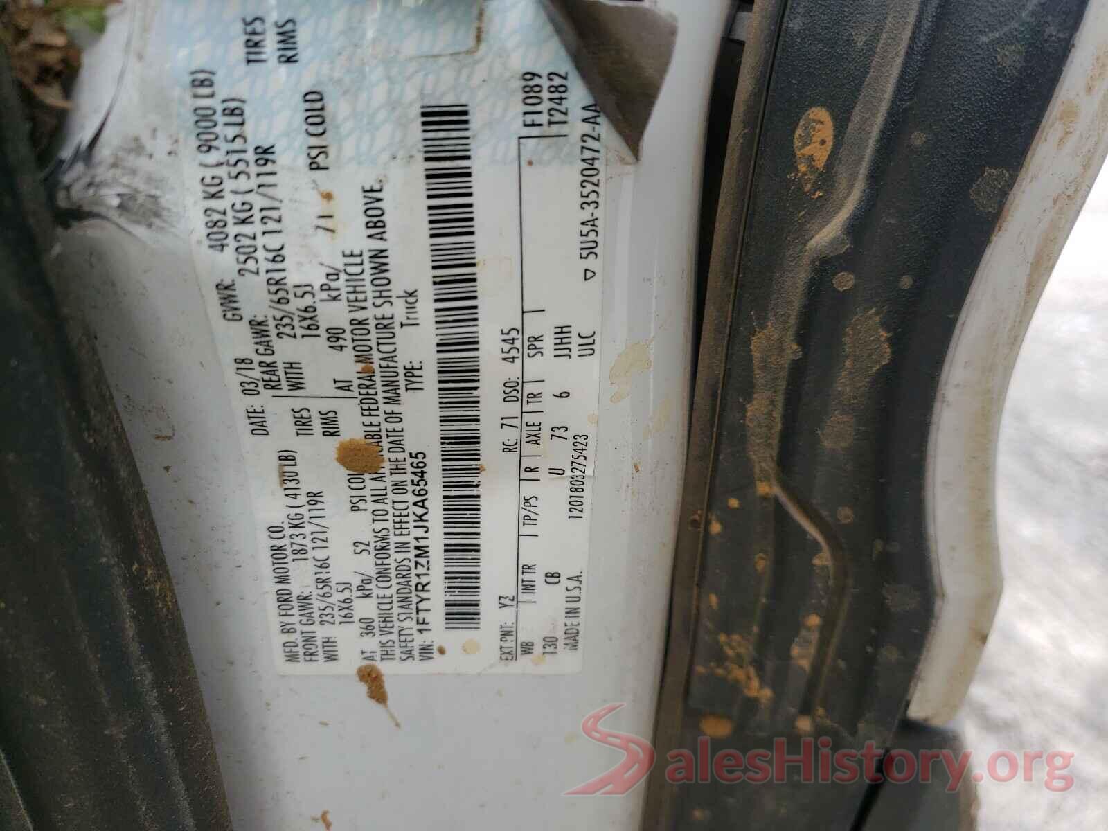 1FTYR1ZM1JKA65465 2018 FORD TRANSIT CO