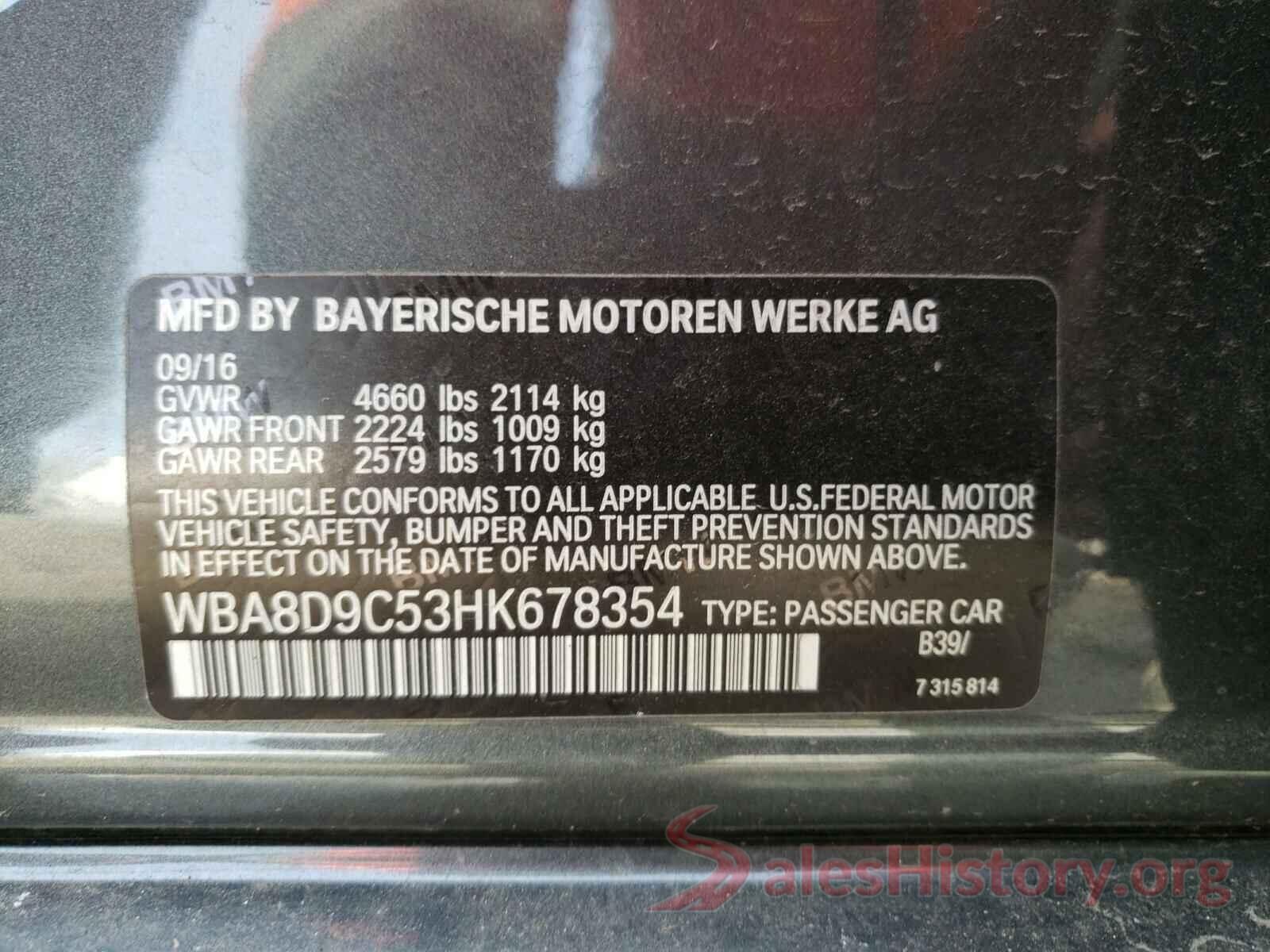 WBA8D9C53HK678354 2017 BMW 3 SERIES