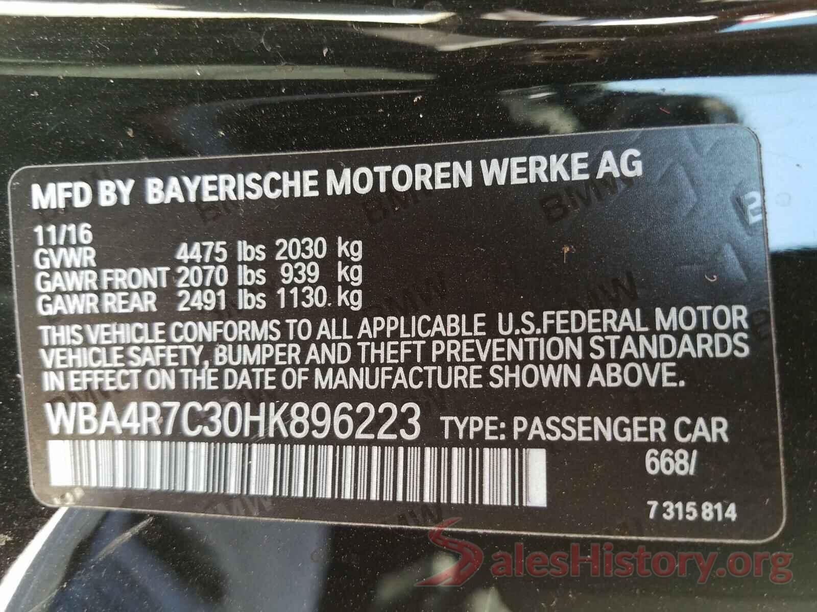 WBA4R7C30HK896223 2017 BMW 4 SERIES