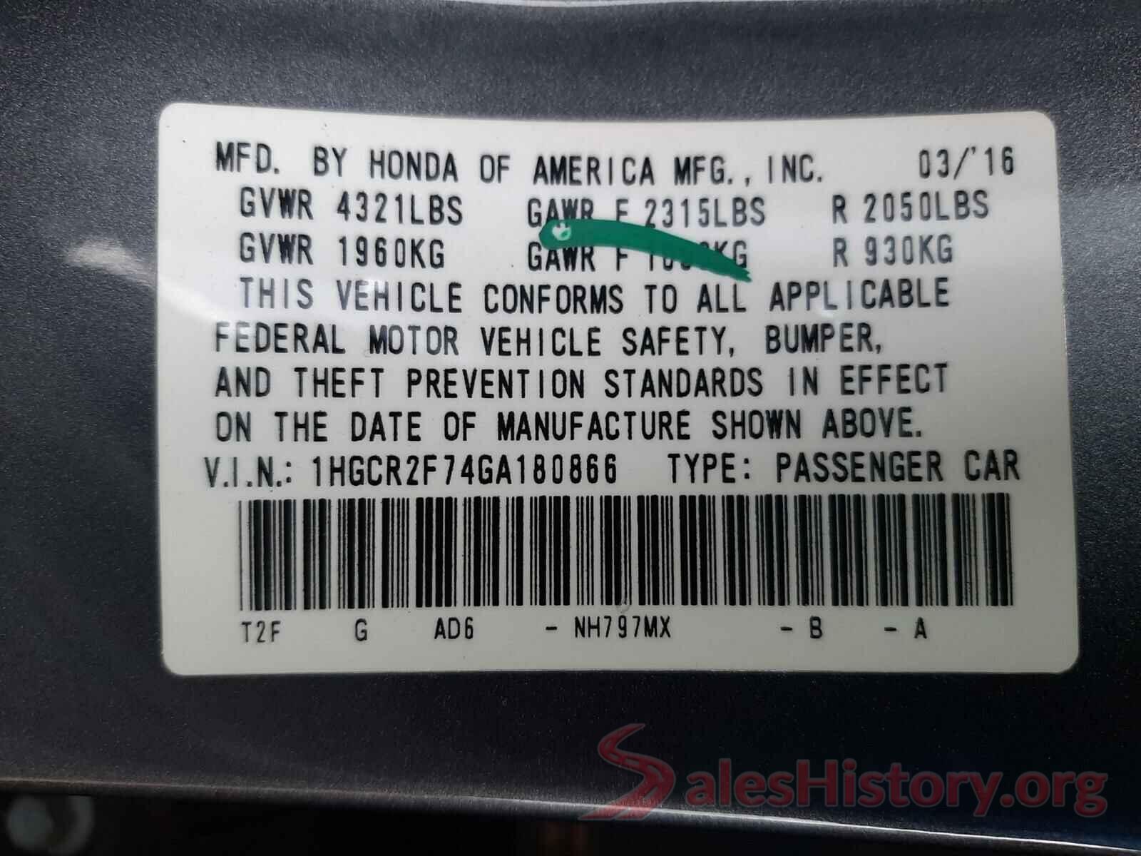 1HGCR2F74GA180866 2016 HONDA ACCORD