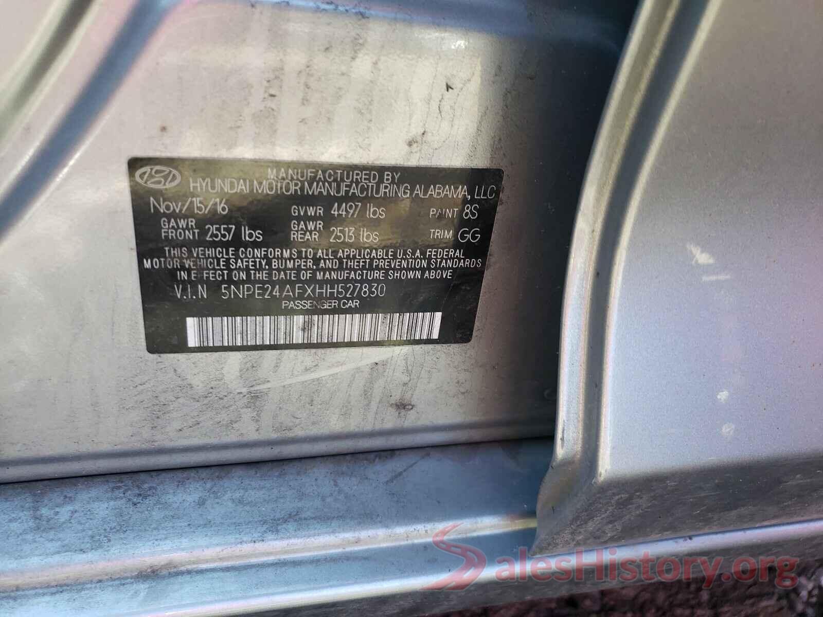 5NPE24AFXHH527830 2017 HYUNDAI SONATA