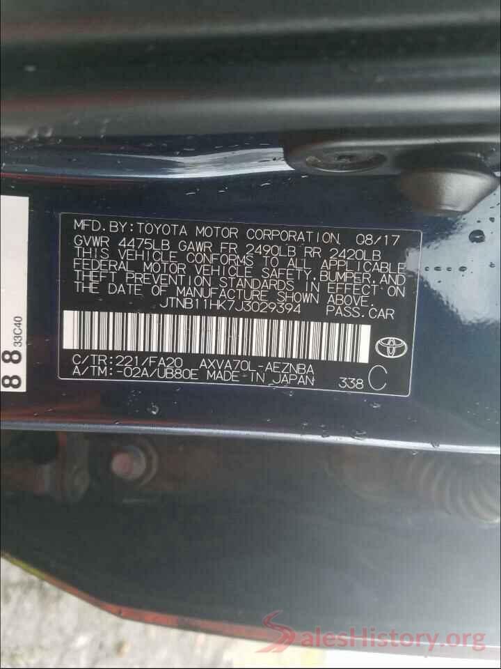 JTNB11HK7J3029394 2018 TOYOTA CAMRY