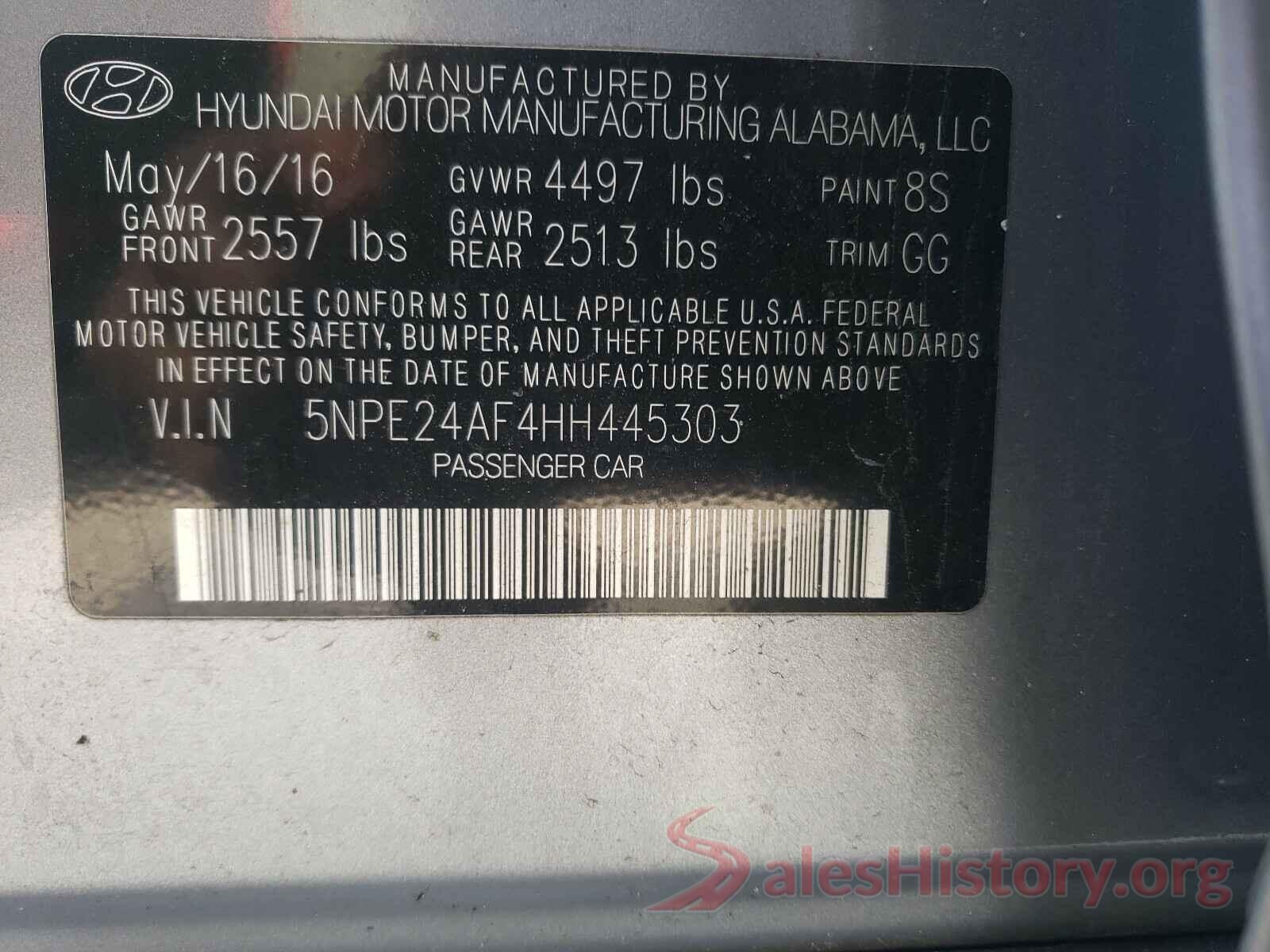 5NPE24AF4HH445303 2017 HYUNDAI SONATA