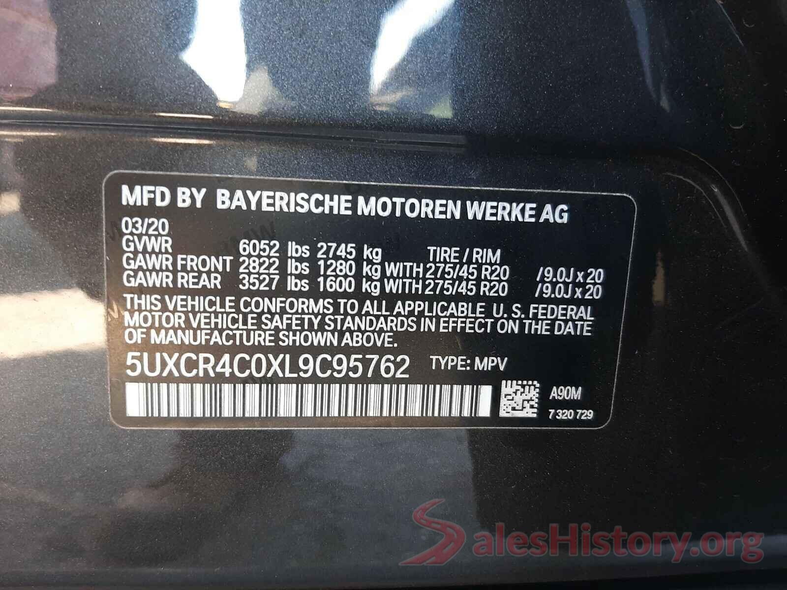 5UXCR4C0XL9C95762 2020 BMW X5