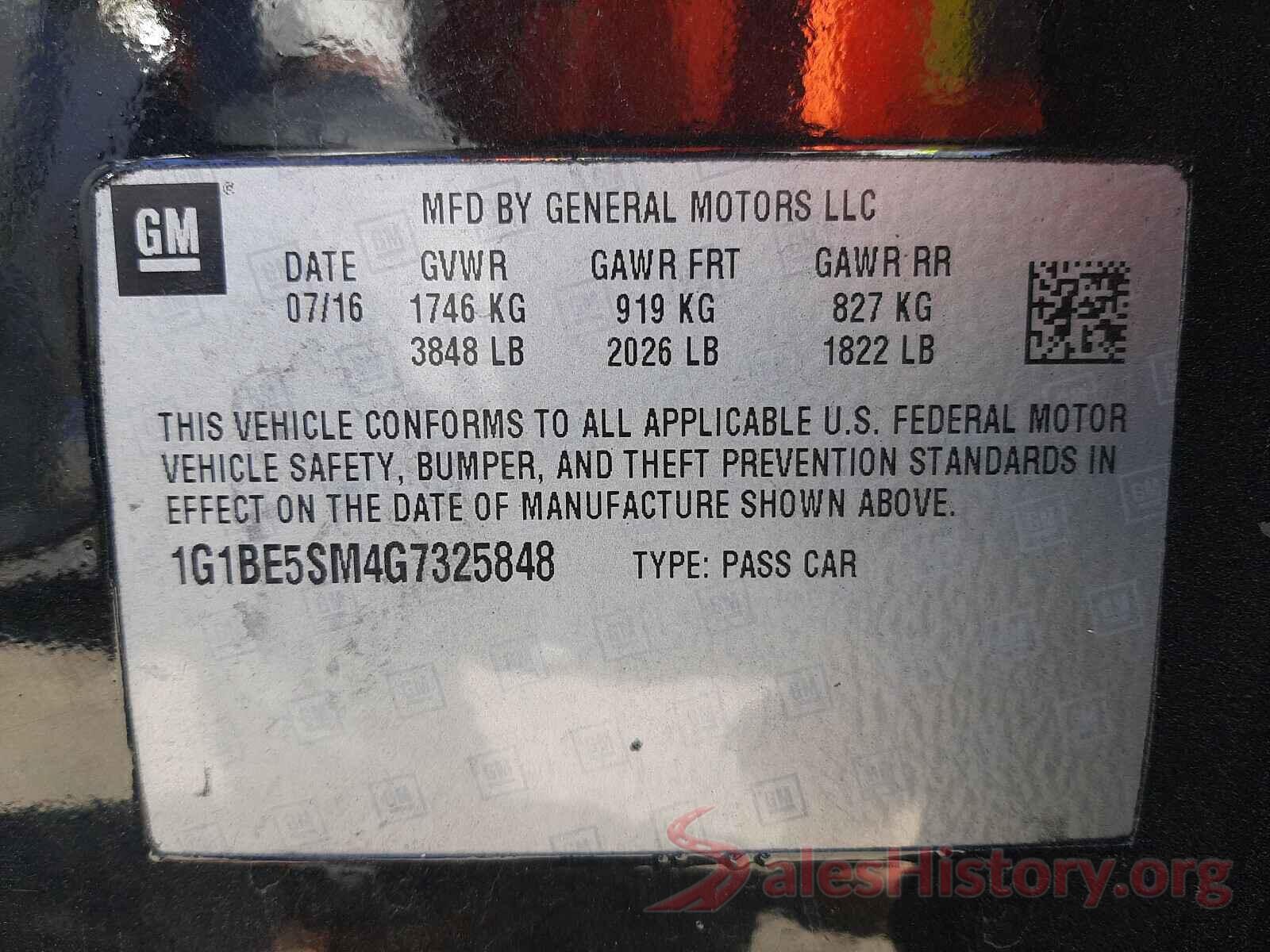 1G1BE5SM4G7325848 2016 CHEVROLET CRUZE