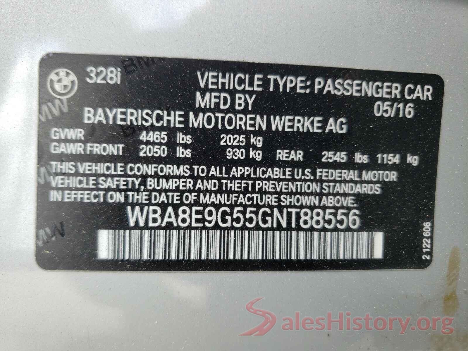 WBA8E9G55GNT88556 2016 BMW 3 SERIES