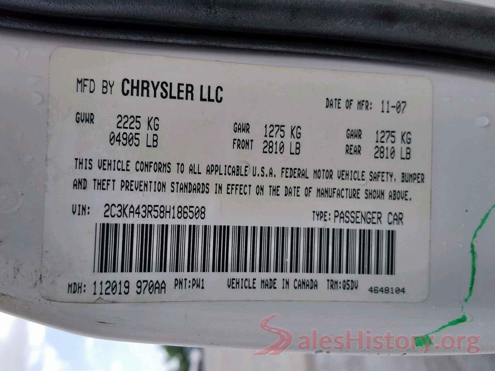 2C3KA43R58H186508 2008 CHRYSLER 300