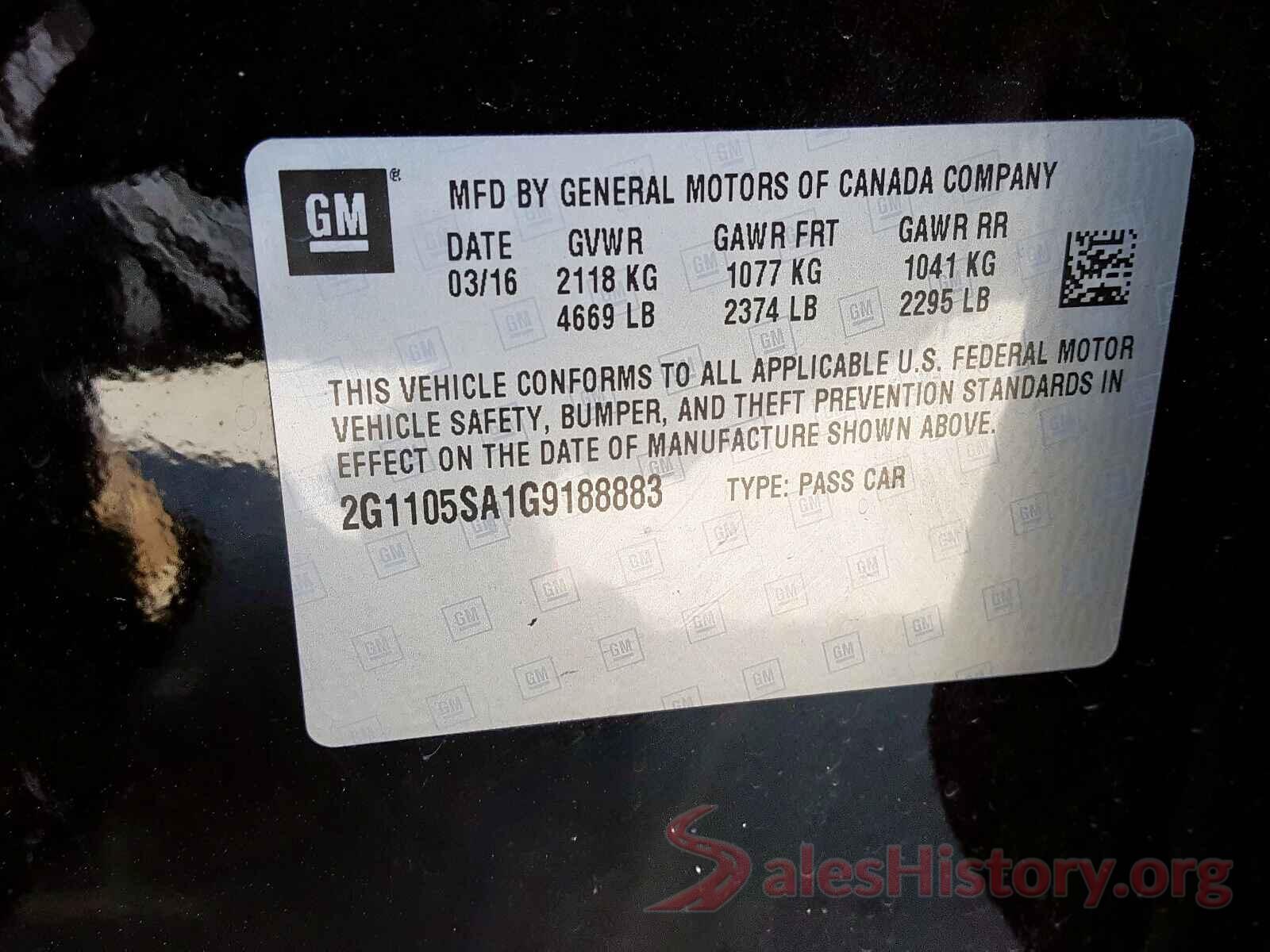 2G1105SA1G9188883 2016 CHEVROLET IMPALA