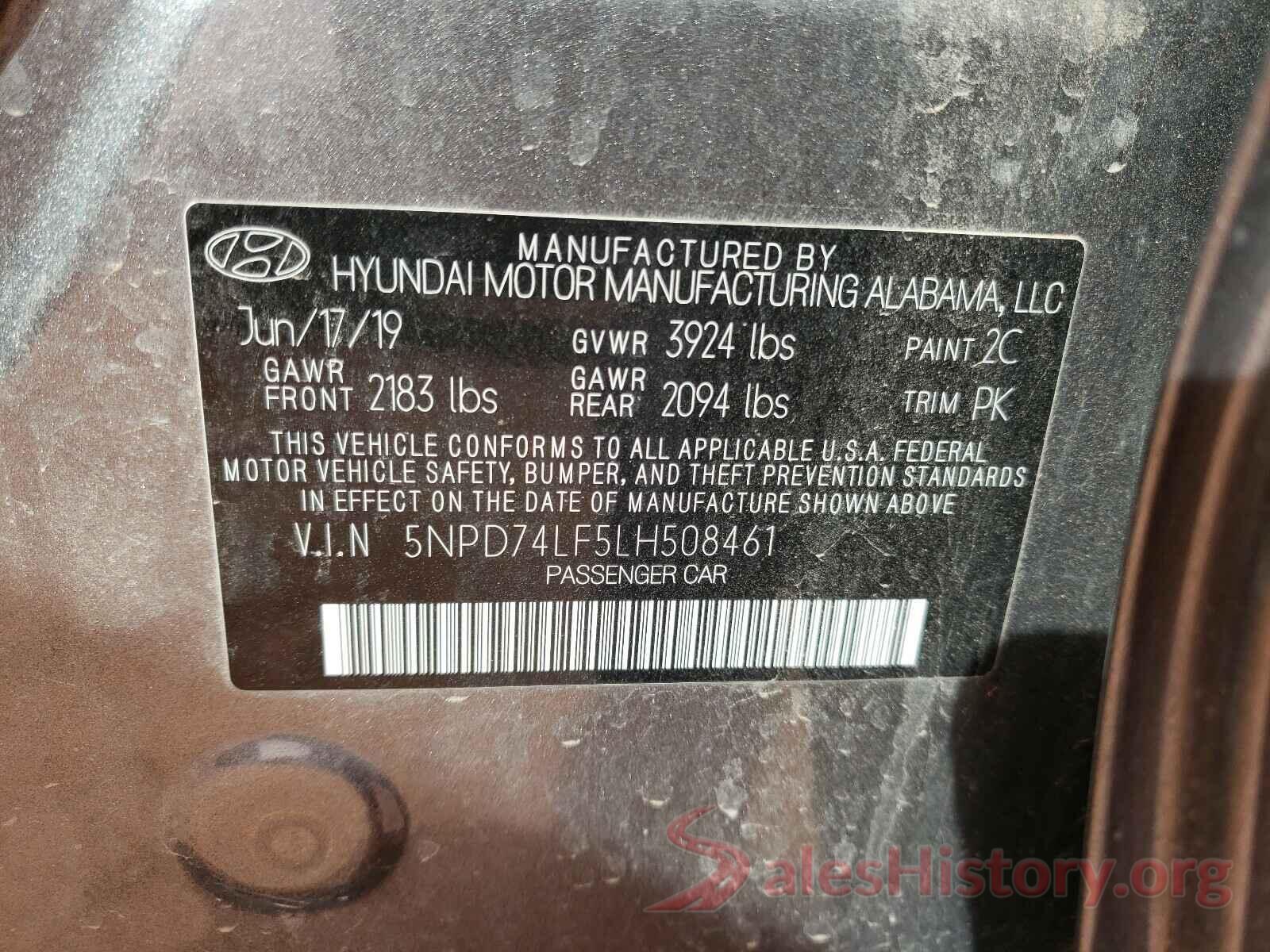 5NPD74LF5LH508461 2020 HYUNDAI ELANTRA