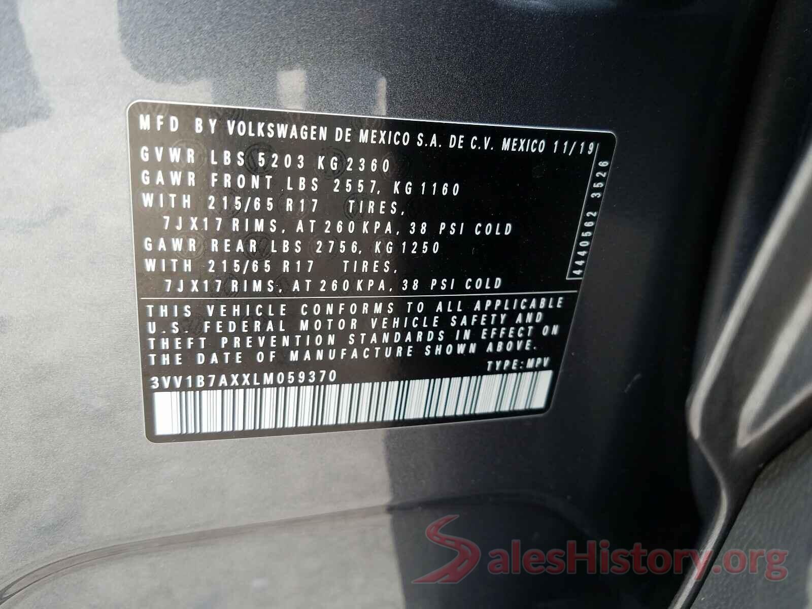 3VV1B7AXXLM059370 2020 VOLKSWAGEN TIGUAN