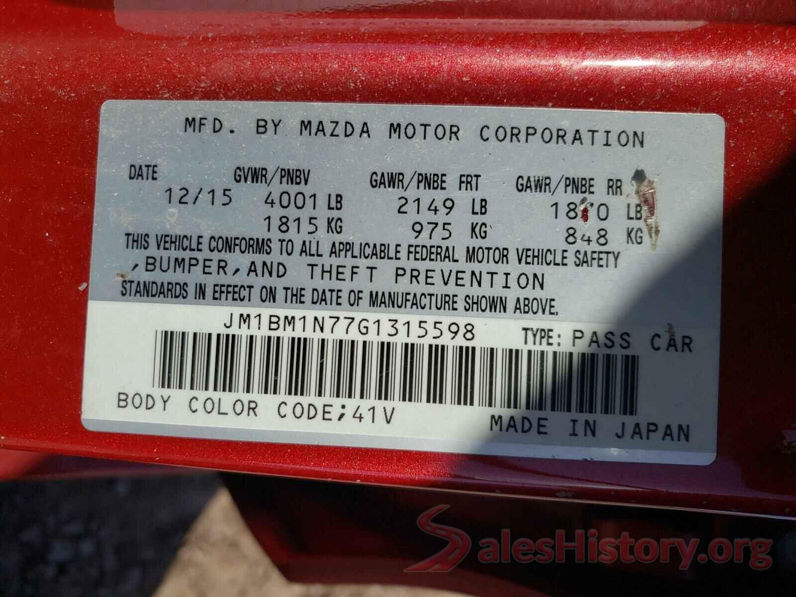 JM1BM1N77G1315598 2016 MAZDA 3