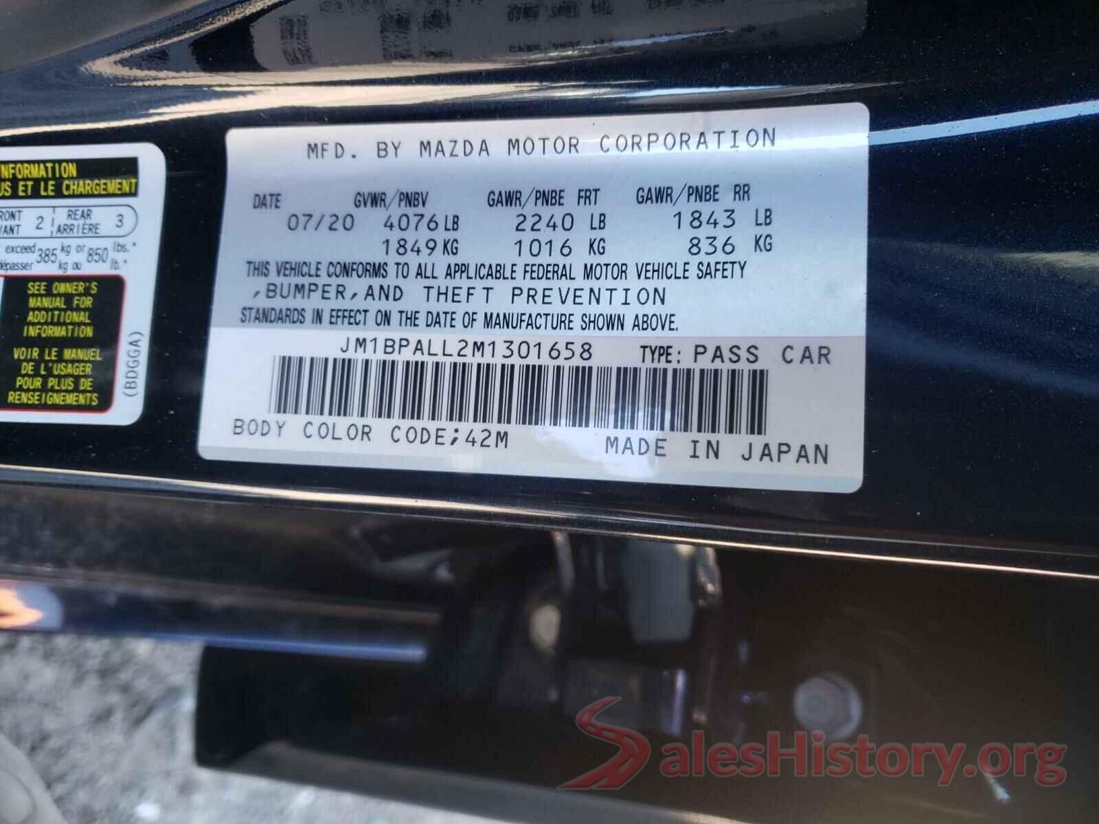 JM1BPALL2M1301658 2021 MAZDA 3