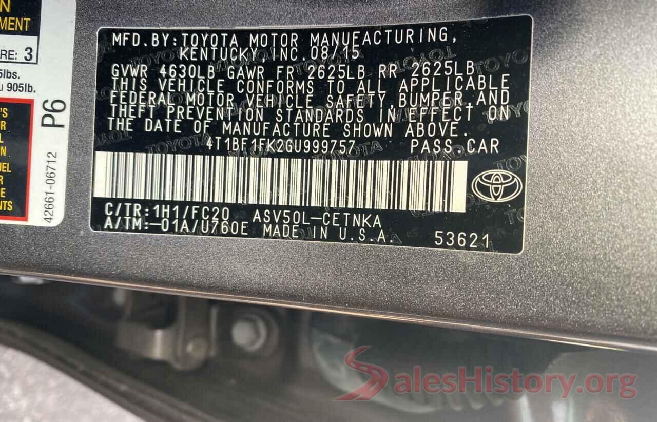 4T1BF1FK2GU999757 2016 TOYOTA CAMRY