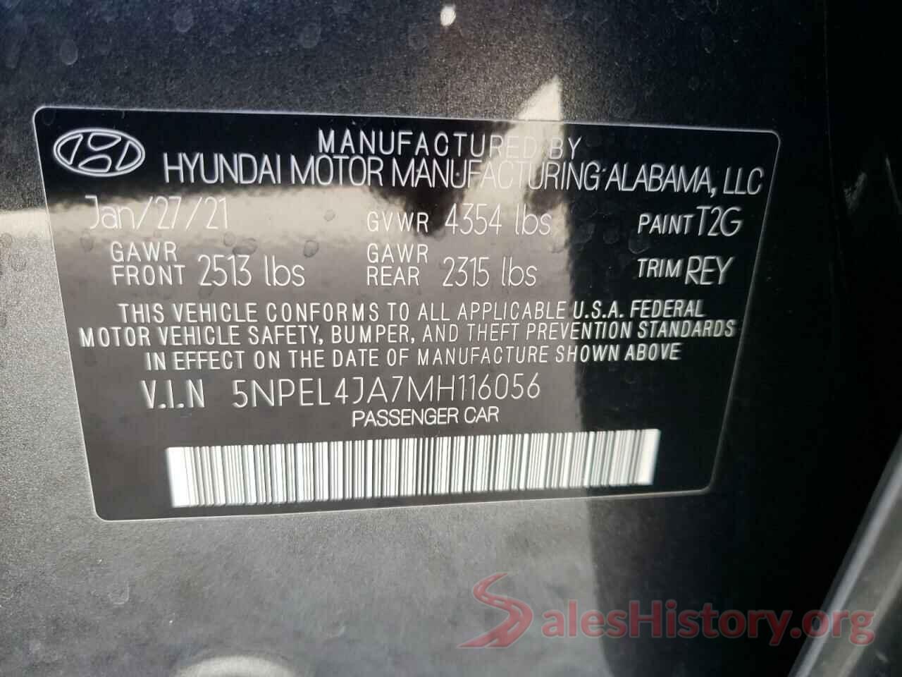 5NPEL4JA7MH116056 2021 HYUNDAI SONATA