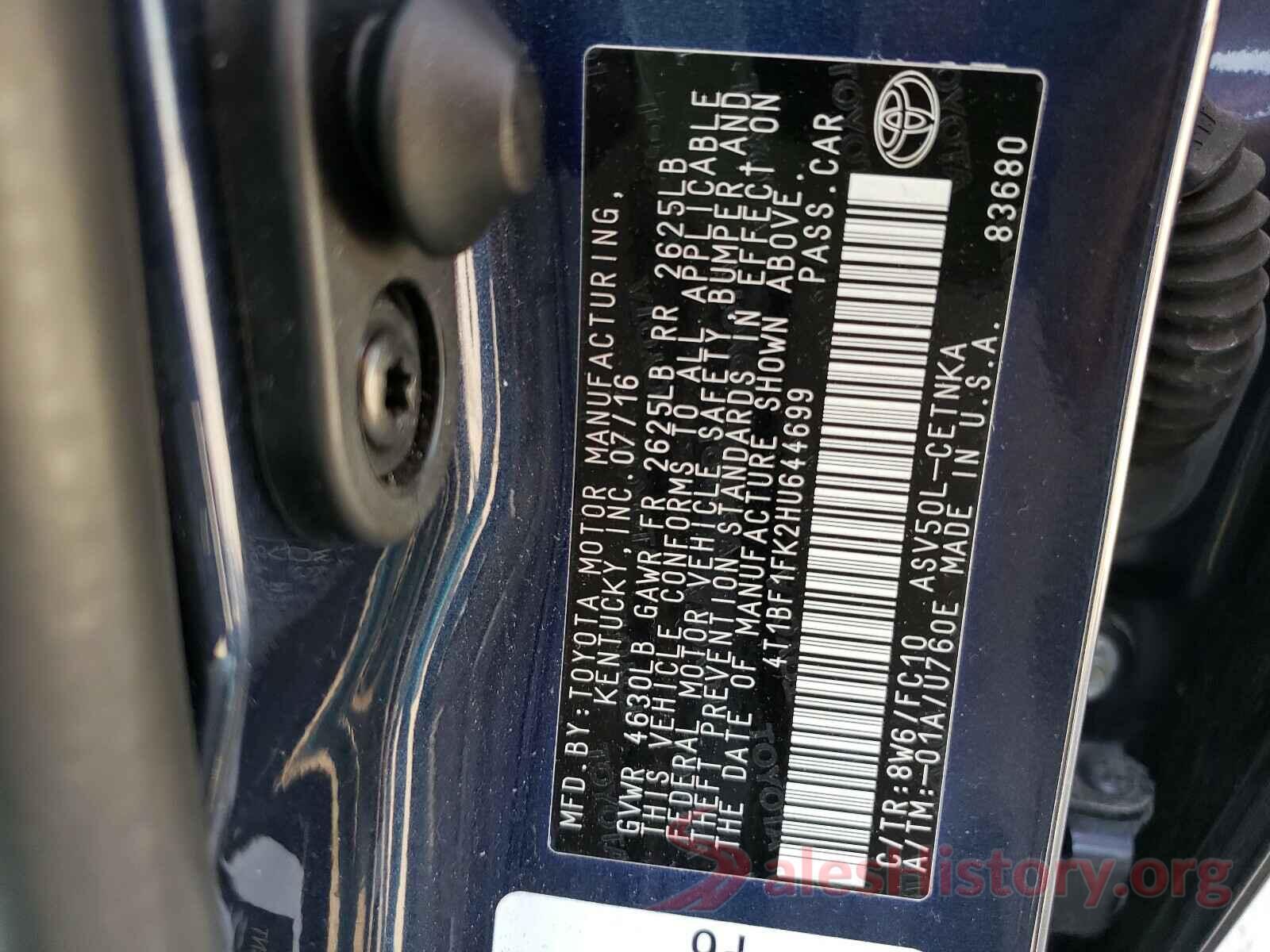 4T1BF1FK2HU644699 2017 TOYOTA CAMRY