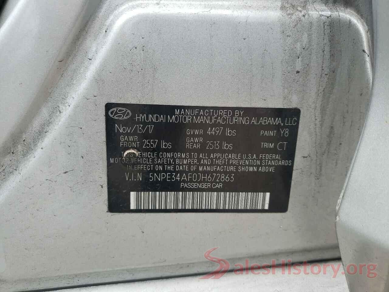 5NPE34AF0JH672863 2018 HYUNDAI SONATA