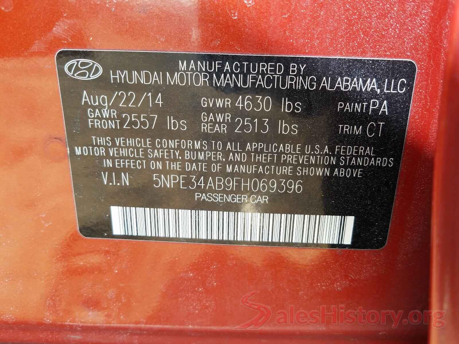 5NPE34AB9FH069396 2015 HYUNDAI SONATA