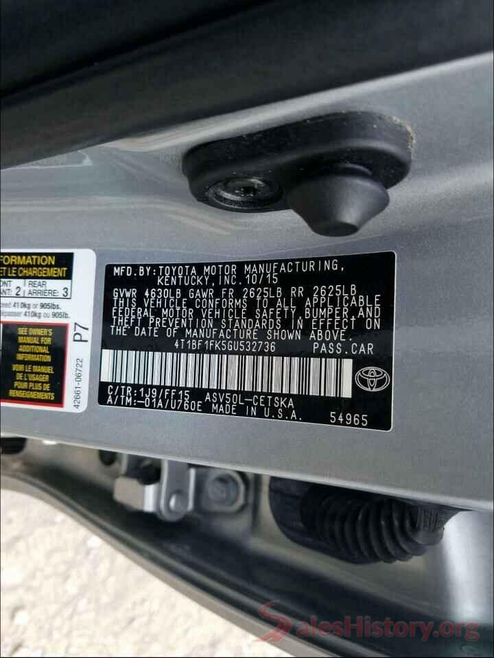 4T1BF1FK5GU532736 2016 TOYOTA CAMRY