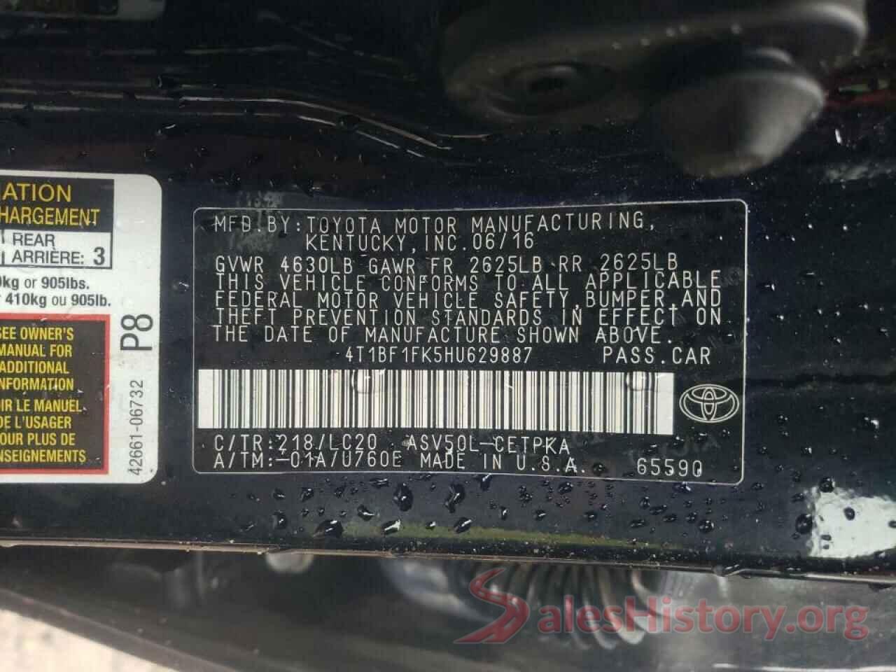 4T1BF1FK5HU629887 2017 TOYOTA CAMRY