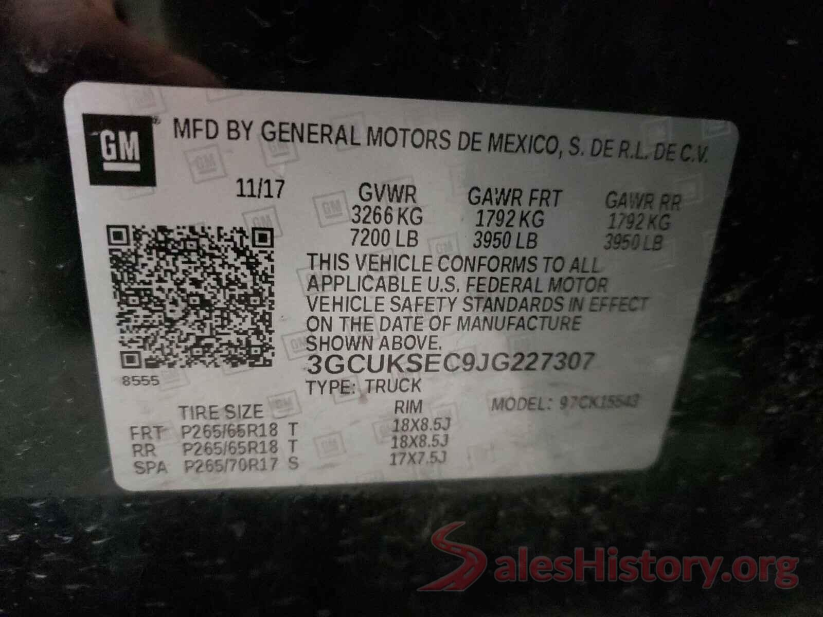 3GCUKSEC9JG227307 2018 CHEVROLET SILVERADO