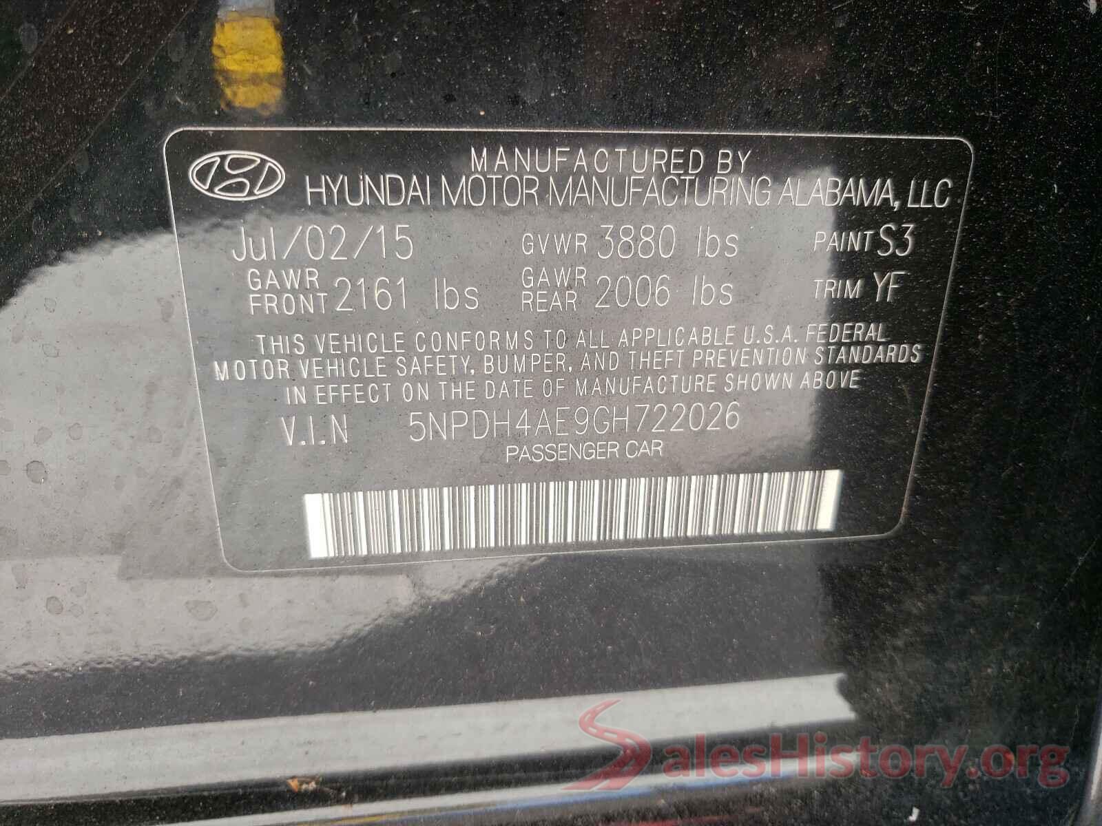 5NPDH4AE9GH722026 2016 HYUNDAI ELANTRA