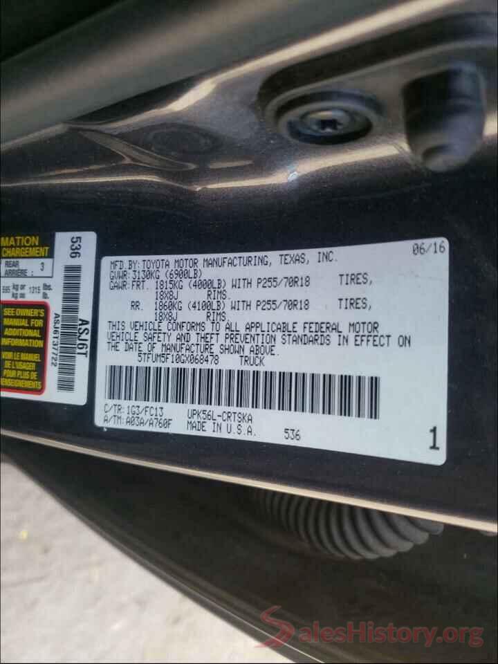 5TFUM5F10GX068478 2016 TOYOTA TUNDRA