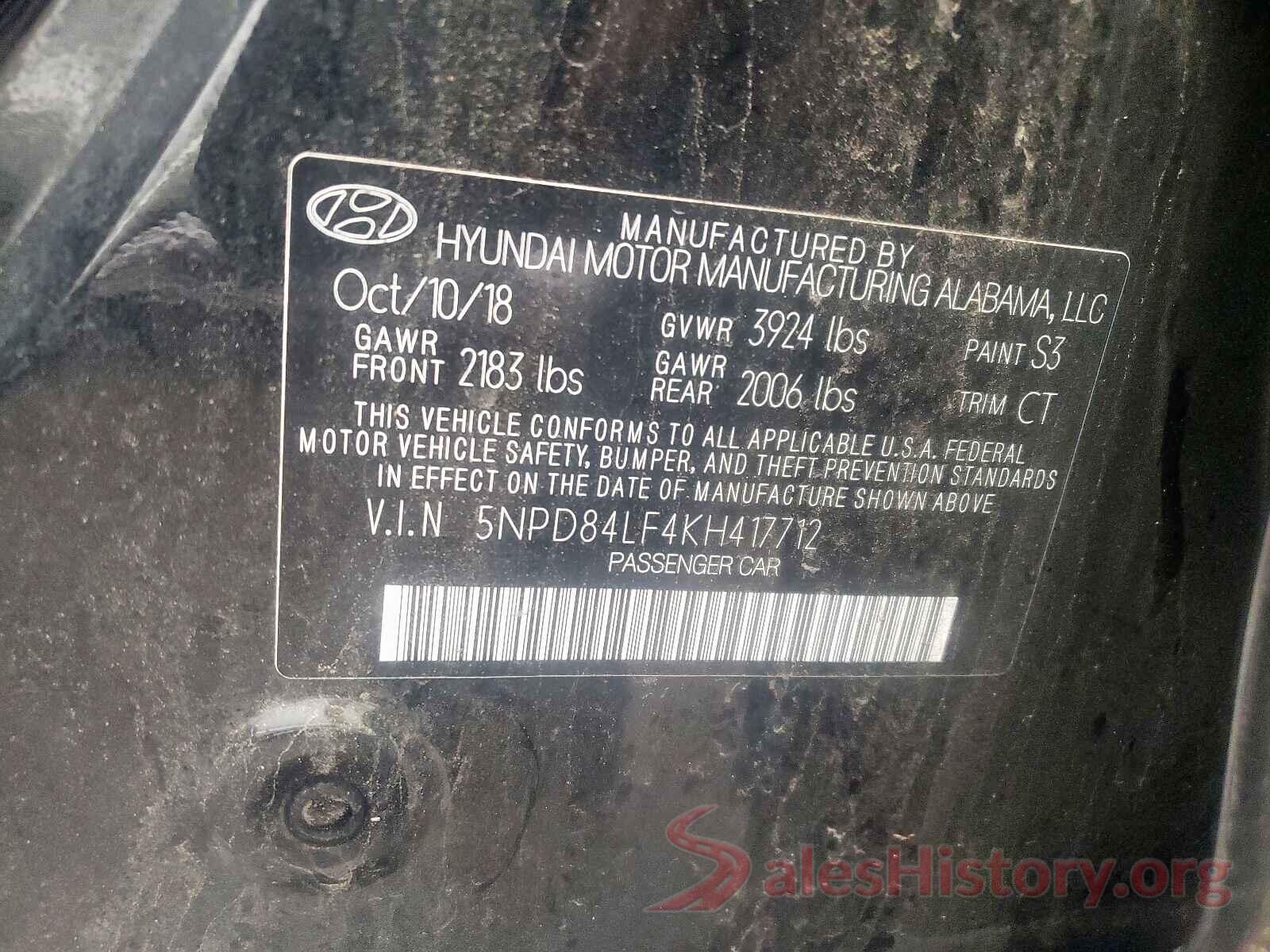 5NPD84LF4KH417712 2019 HYUNDAI ELANTRA