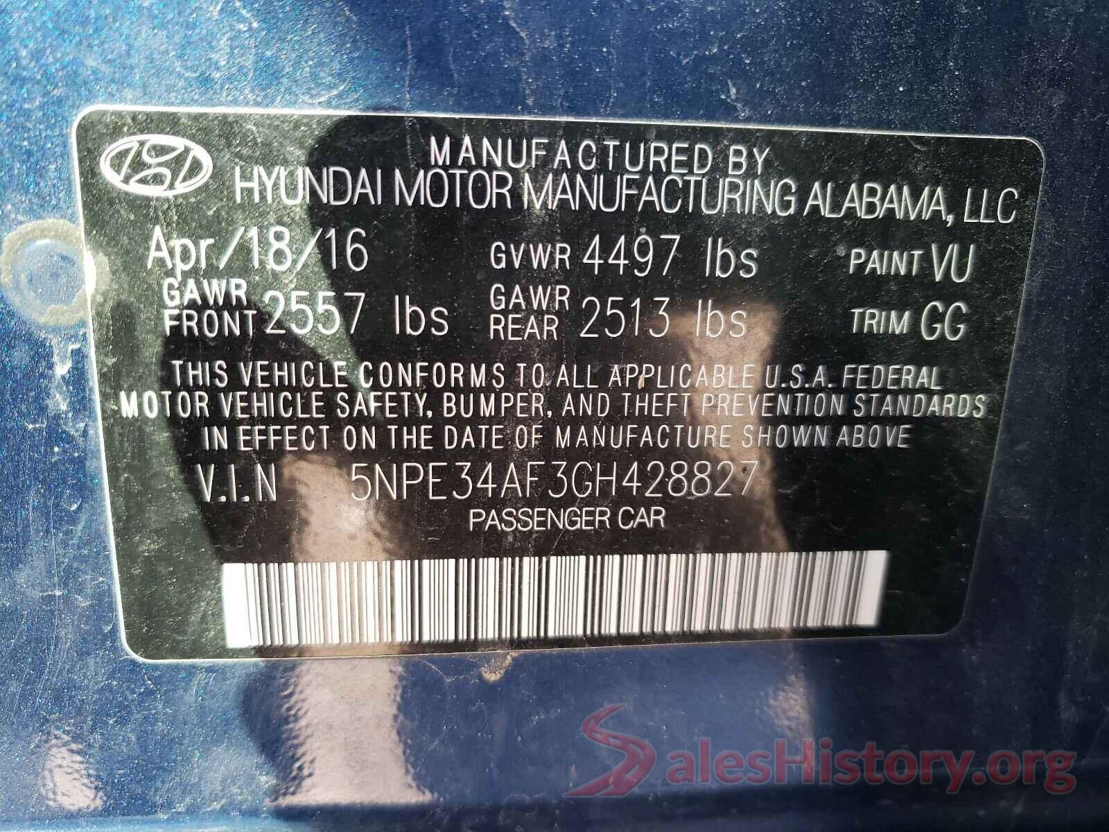 5NPE34AF3GH428827 2016 HYUNDAI SONATA