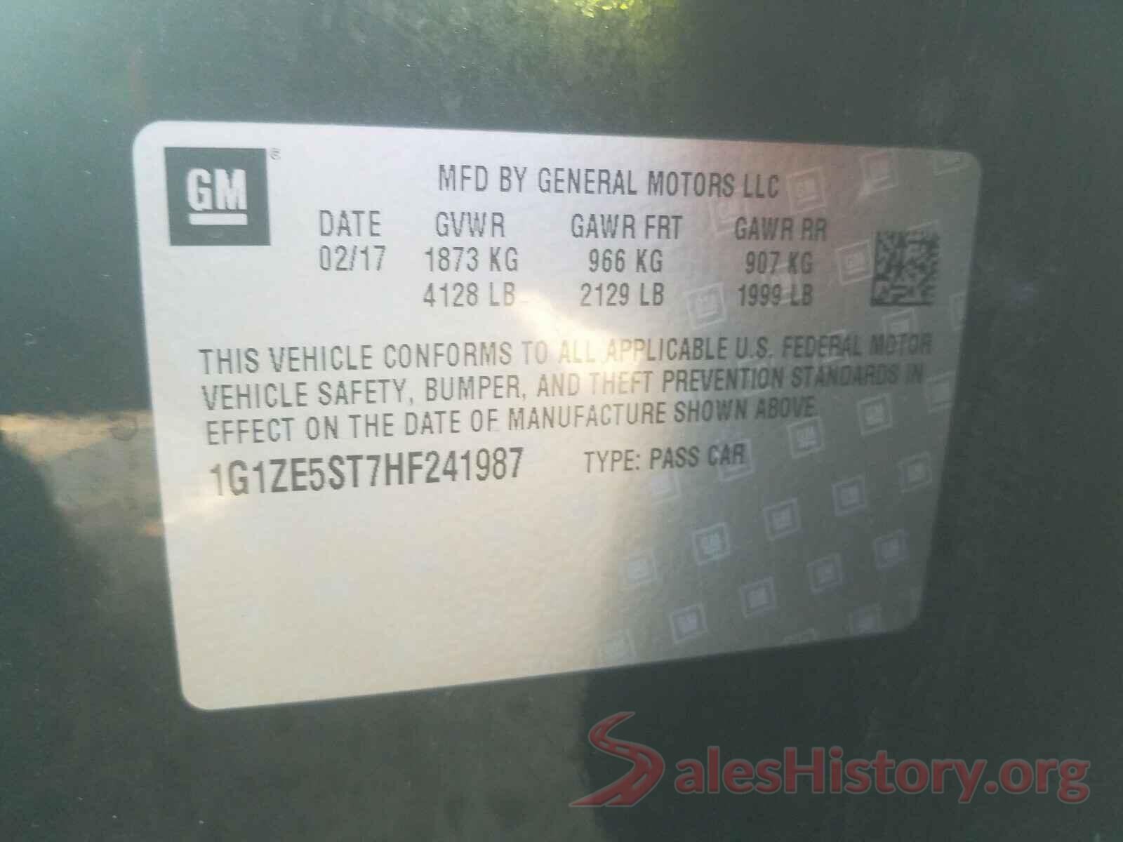 1G1ZE5ST7HF241987 2017 CHEVROLET MALIBU