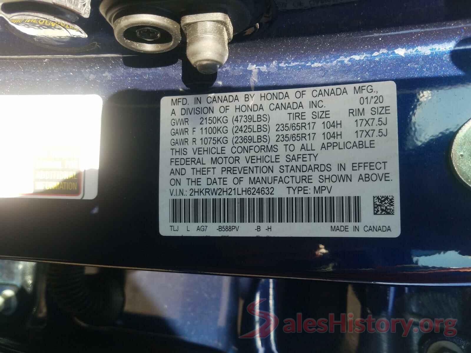 2HKRW2H21LH624632 2020 HONDA CRV