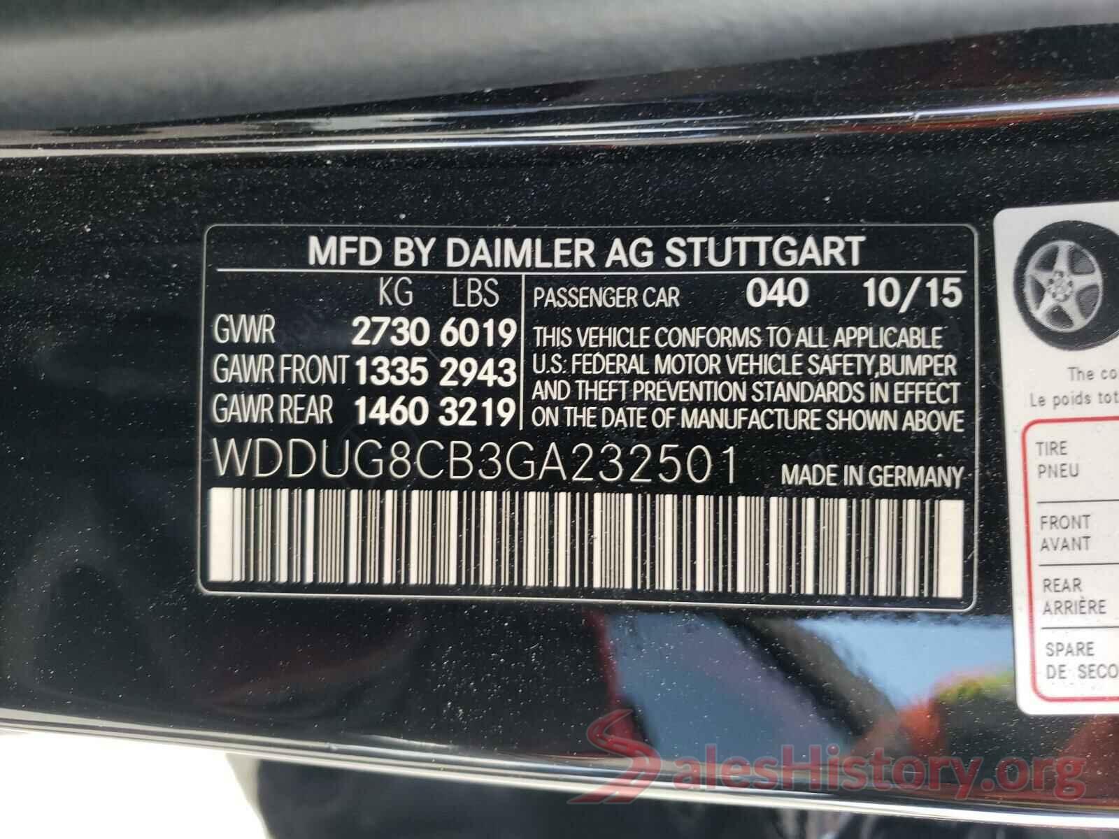 WDDUG8CB3GA232501 2016 MERCEDES-BENZ S CLASS