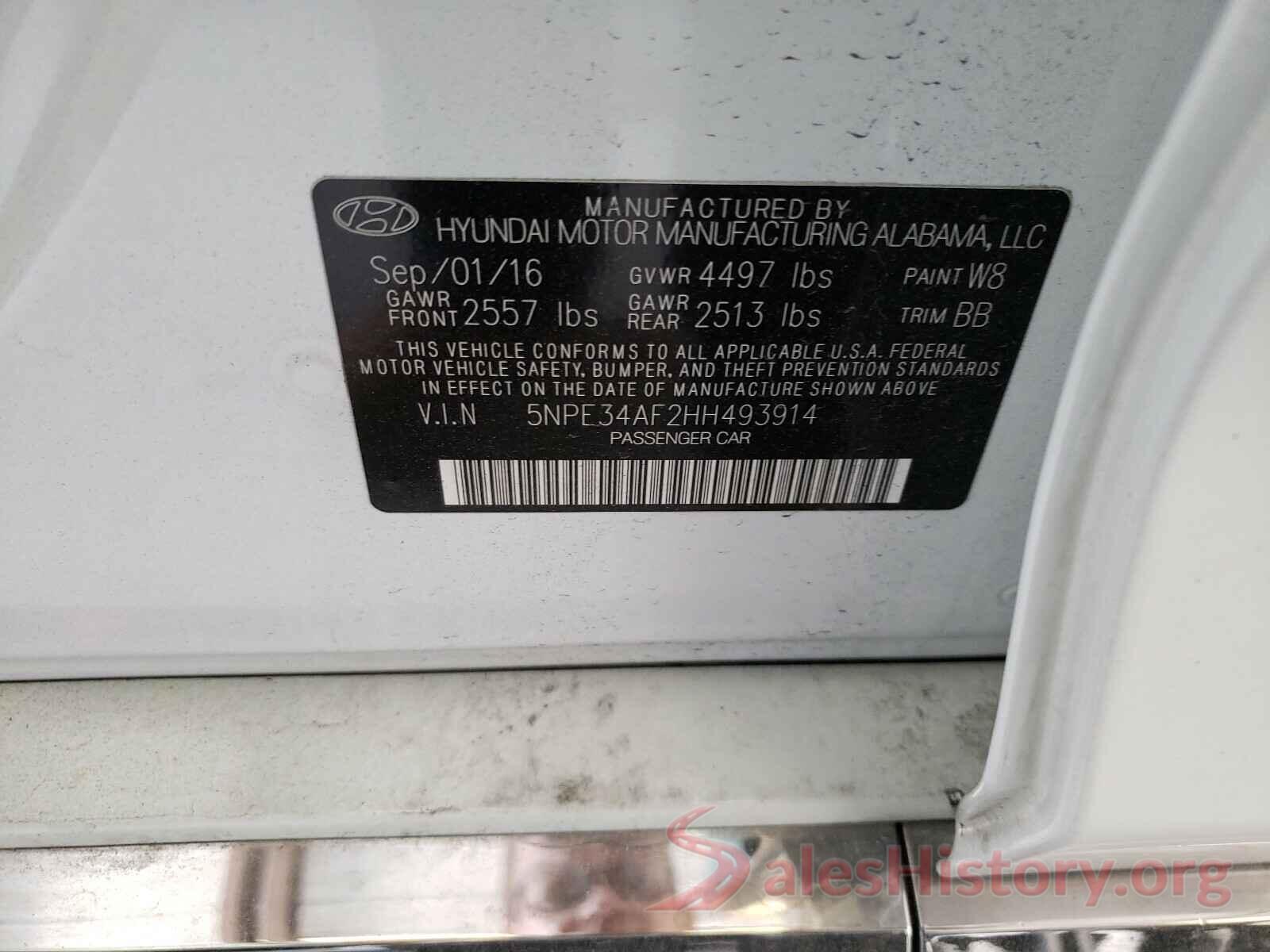 5NPE34AF2HH493914 2017 HYUNDAI SONATA