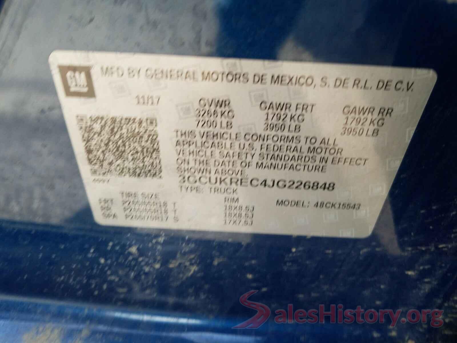 3GCUKREC4JG226848 2018 CHEVROLET SILVERADO