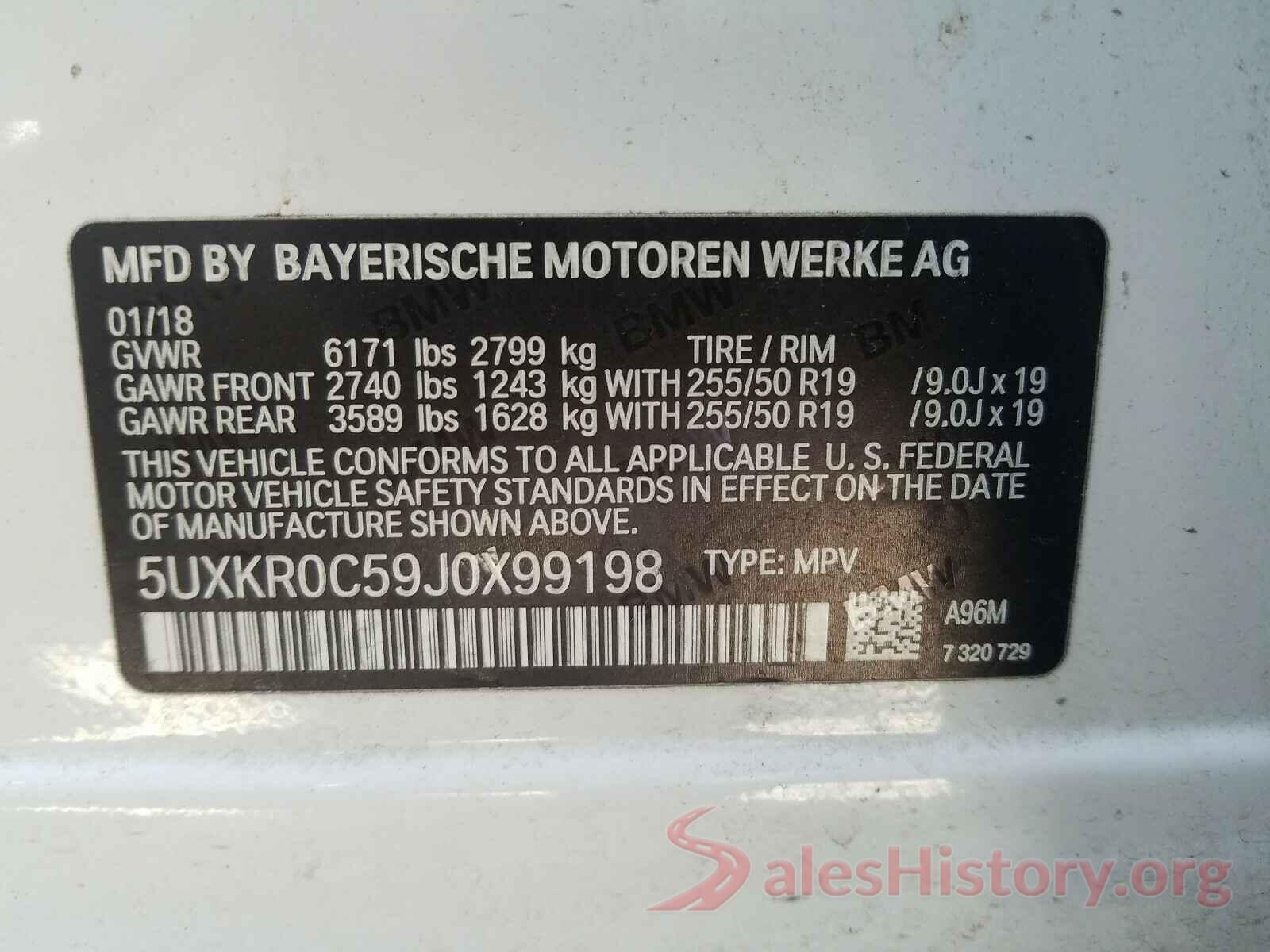 5UXKR0C59J0X99198 2018 BMW X5