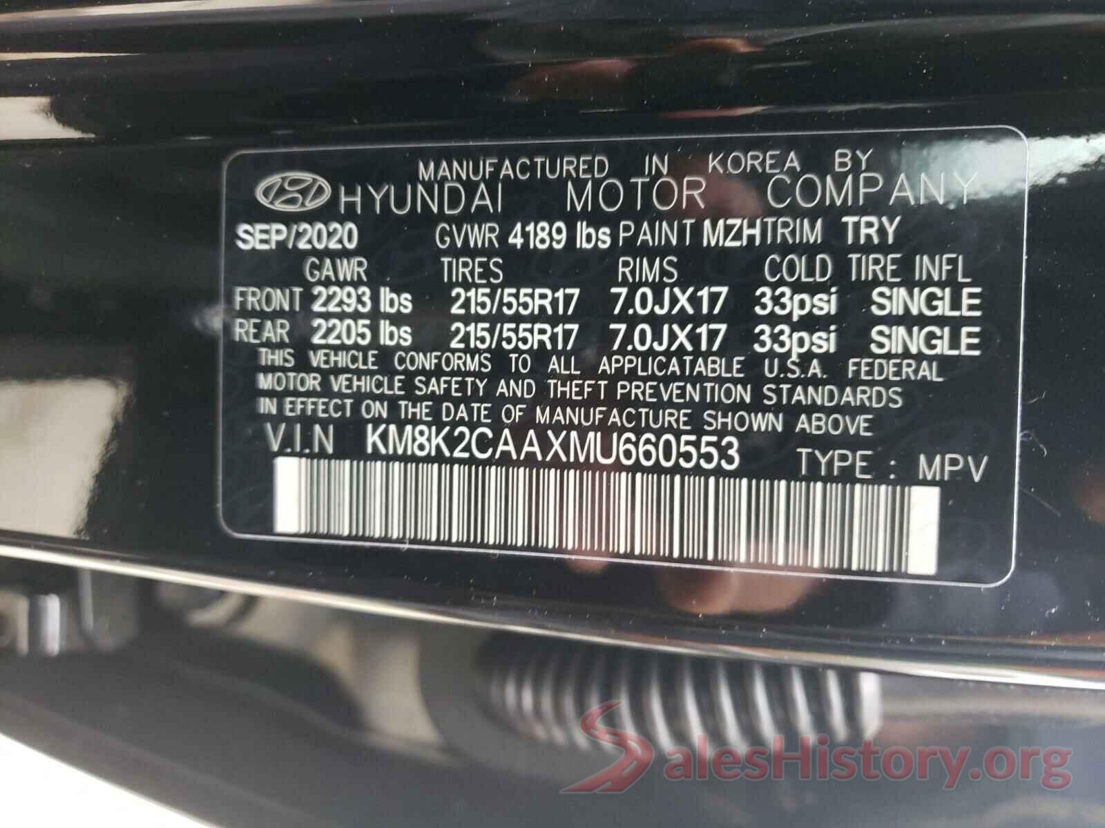 KM8K2CAAXMU660553 2021 HYUNDAI KONA