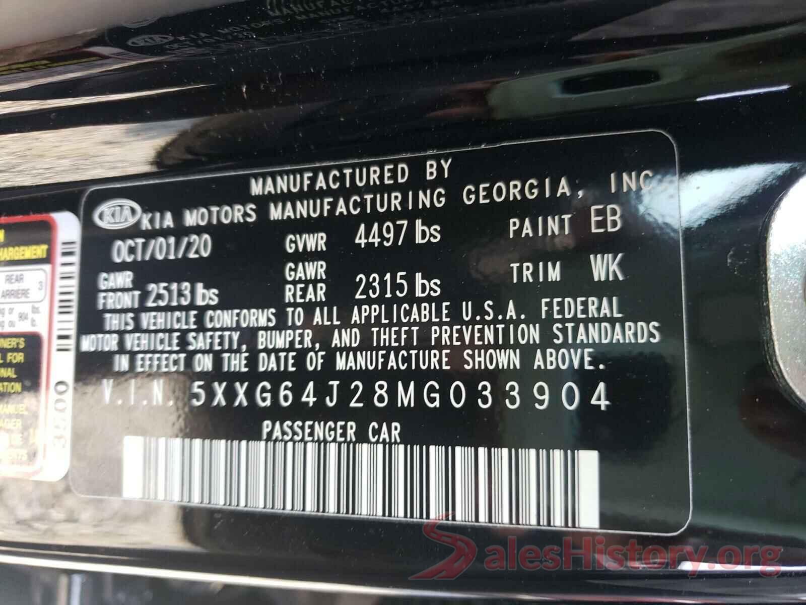 5XXG64J28MG033904 2021 KIA K5