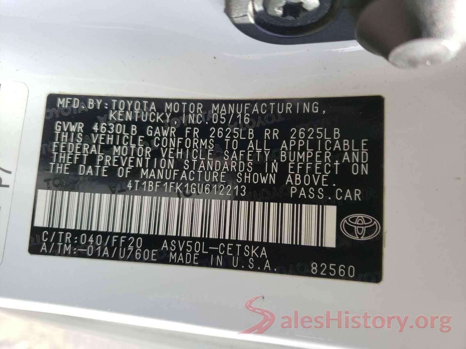 4T1BF1FK1GU612213 2016 TOYOTA CAMRY