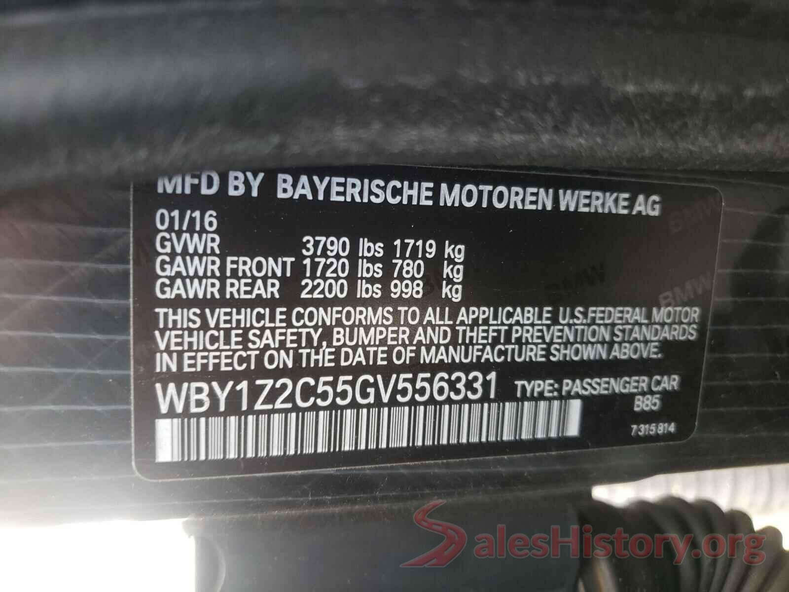 WBY1Z2C55GV556331 2016 BMW I SERIES