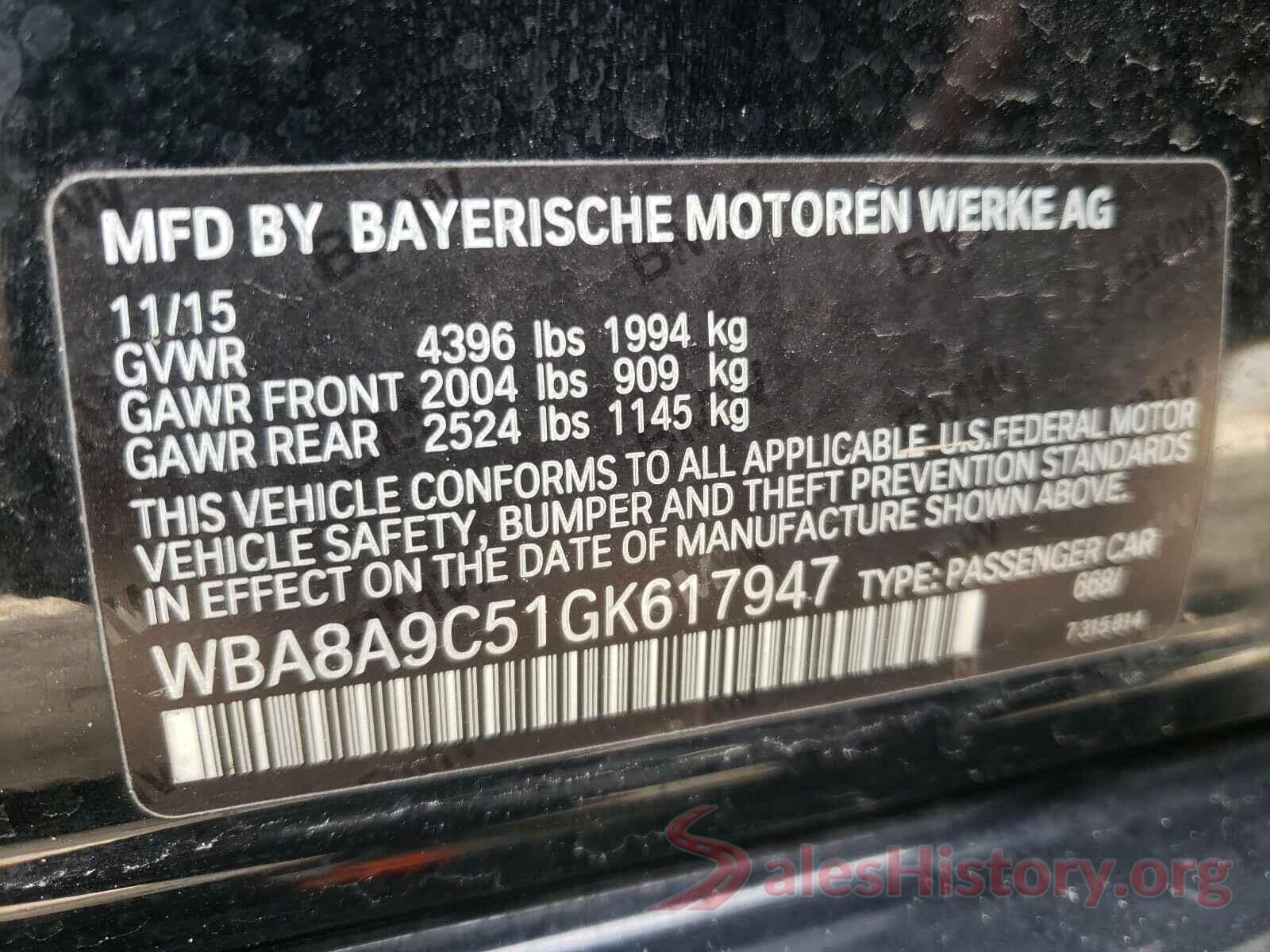 WBA8A9C51GK617947 2016 BMW 3 SERIES