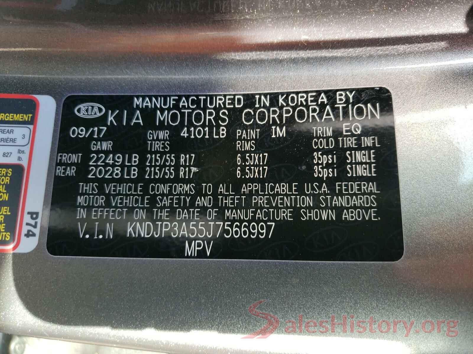 KNDJP3A55J7566997 2018 KIA SOUL